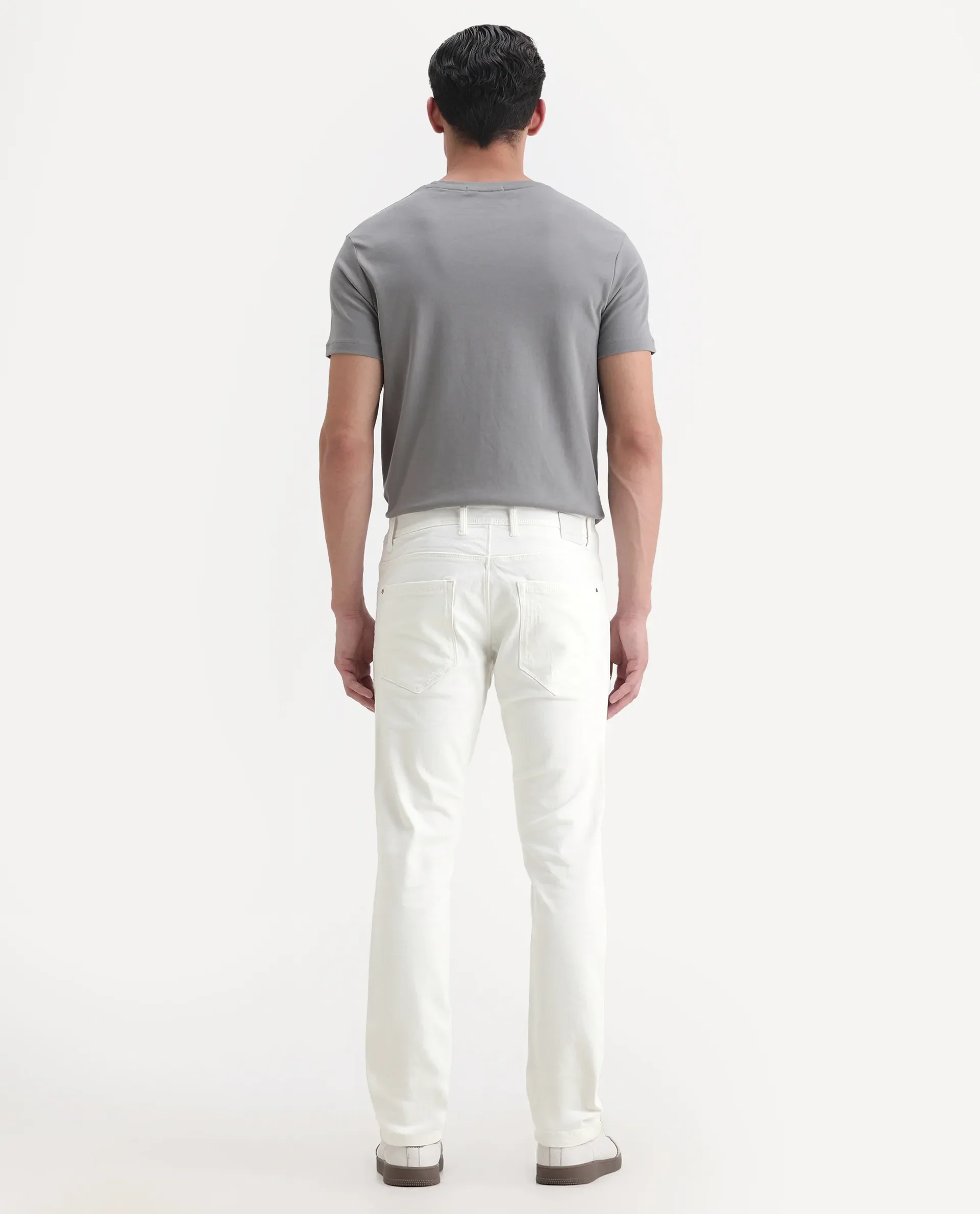 Rare Rabbit Men's Astral White Cotton Plain Hawk Slim Fit Jeans - Image 8