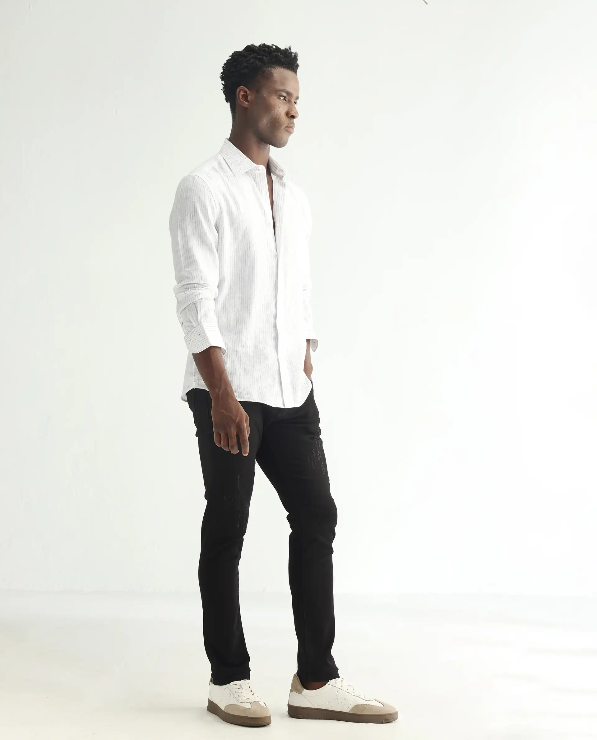 Rare Rabbit Men's Astred Black Cotton Plain Hawk Slim Fit Jeans - Image 5