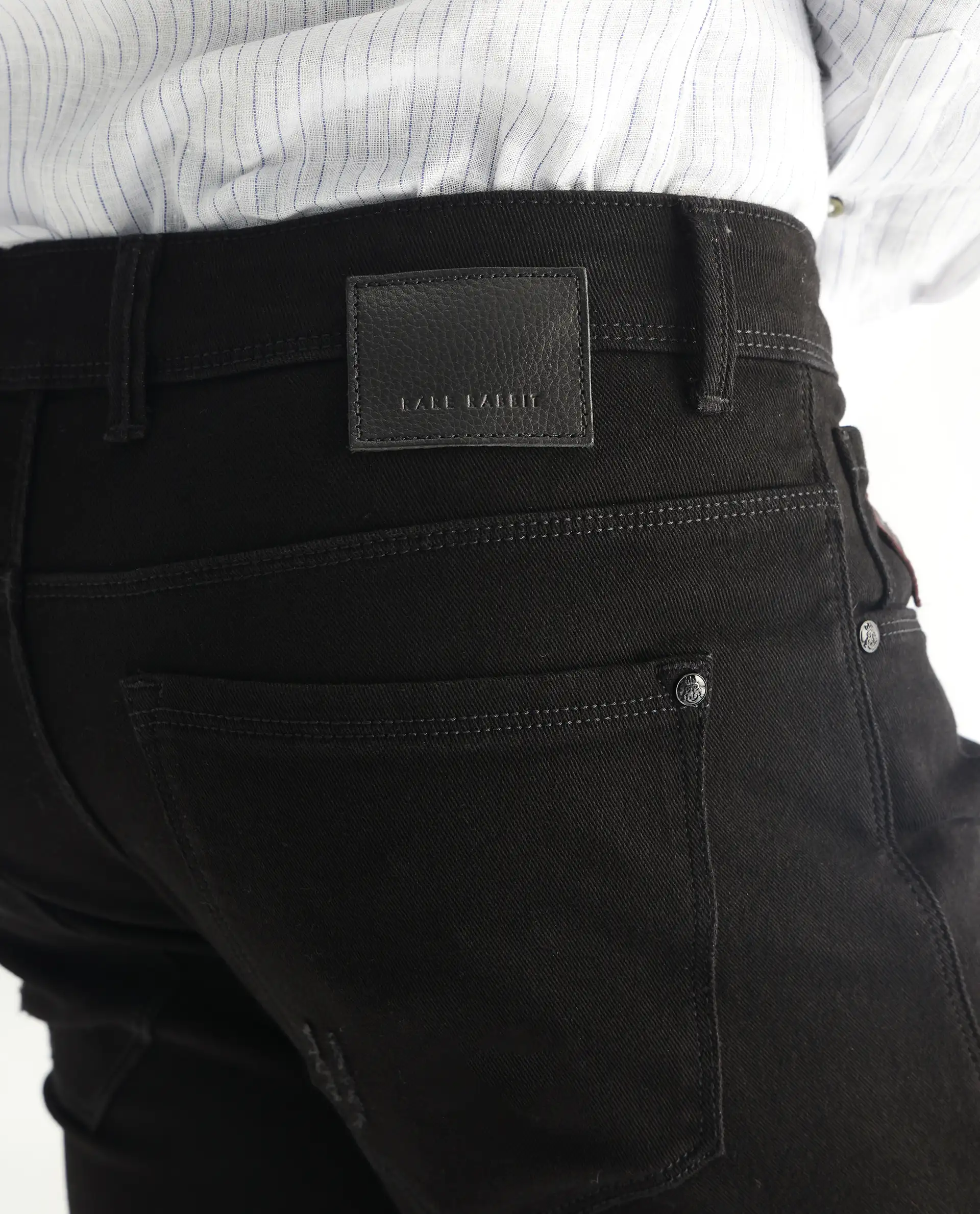 Rare Rabbit Men's Astred Black Cotton Plain Hawk Slim Fit Jeans - Image 8