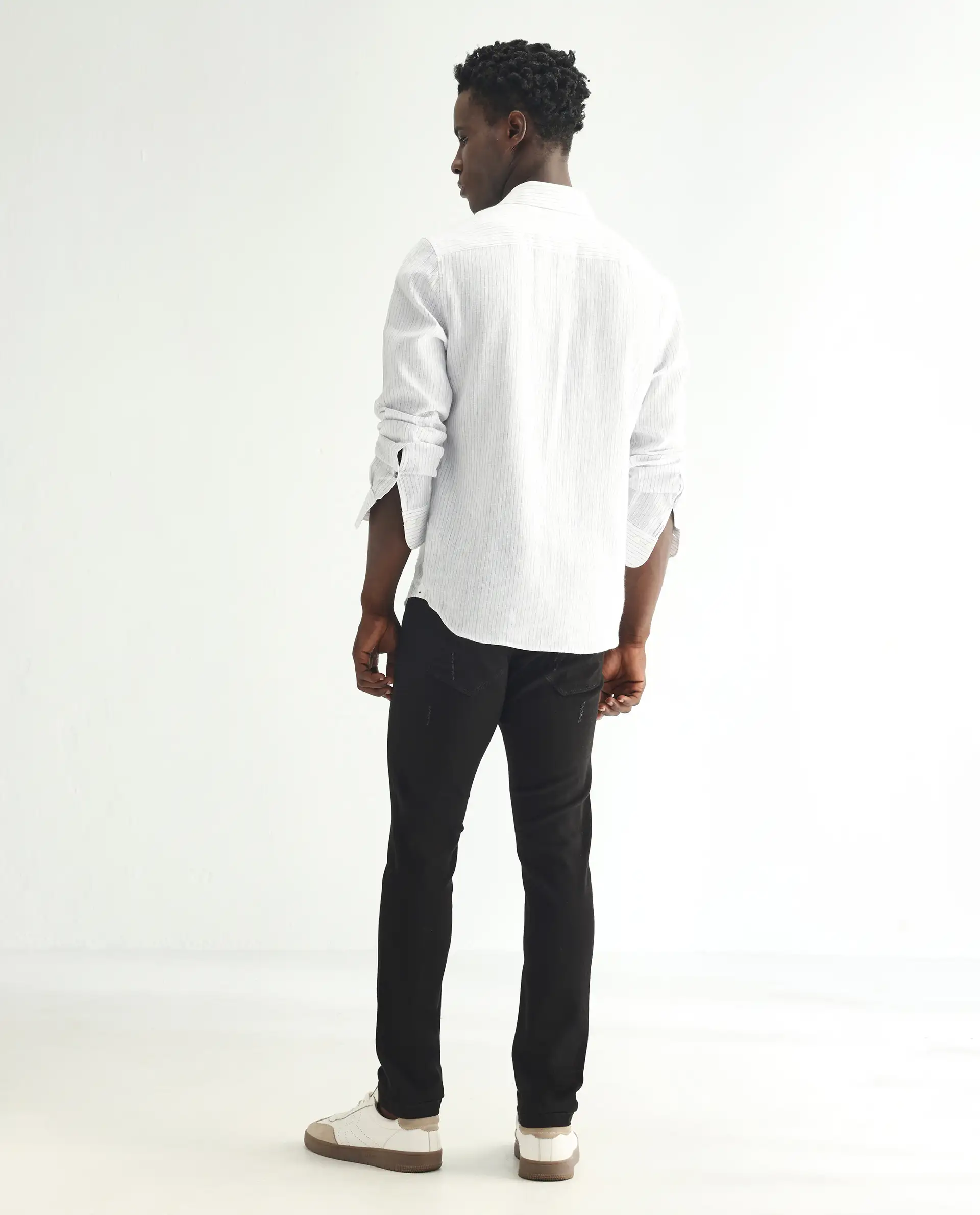 Rare Rabbit Men's Astred Black Cotton Plain Hawk Slim Fit Jeans - Image 9