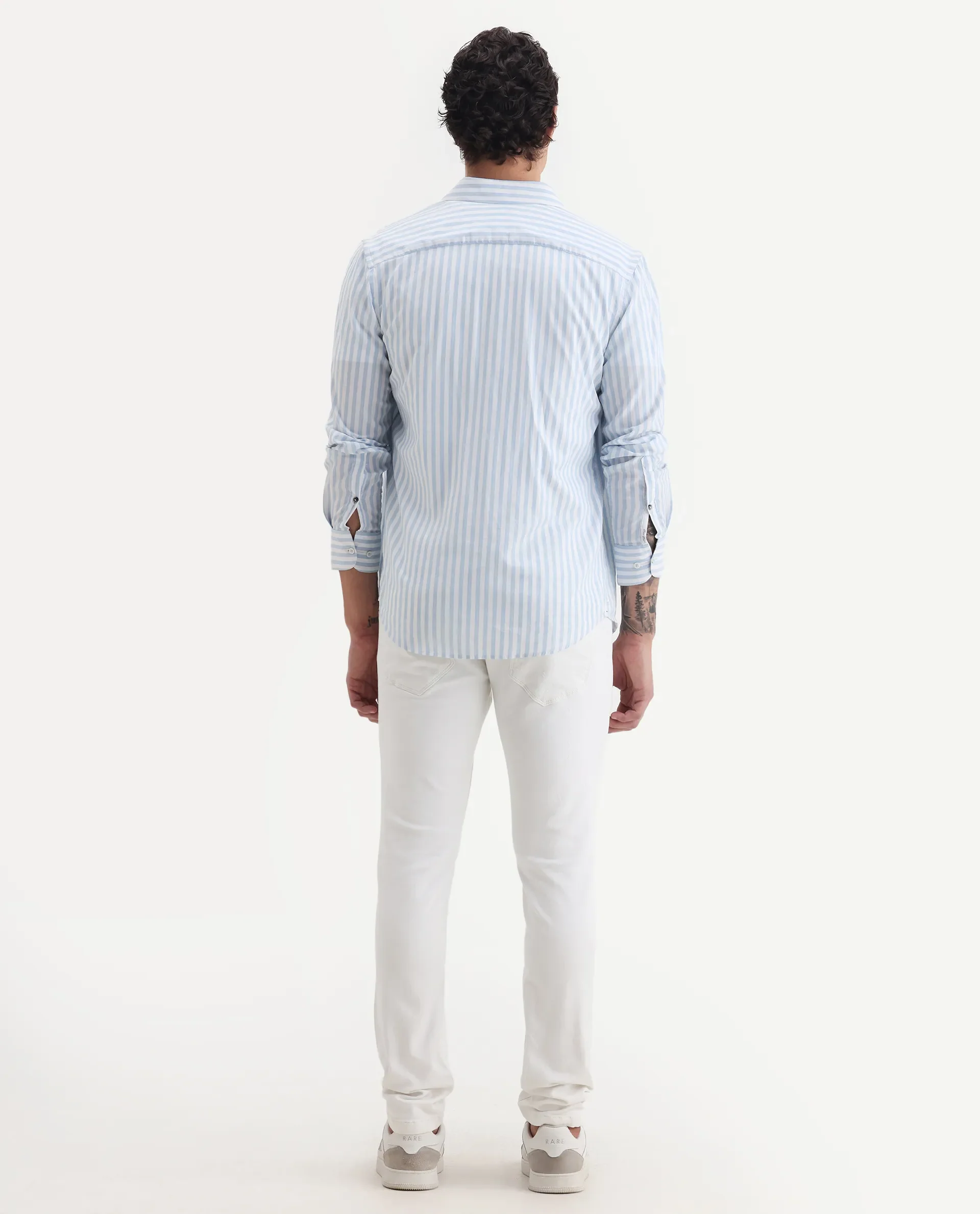 Rare Rabbit Men's Astred White Cotton Plain Hawk Slim Fit Jeans - Image 7