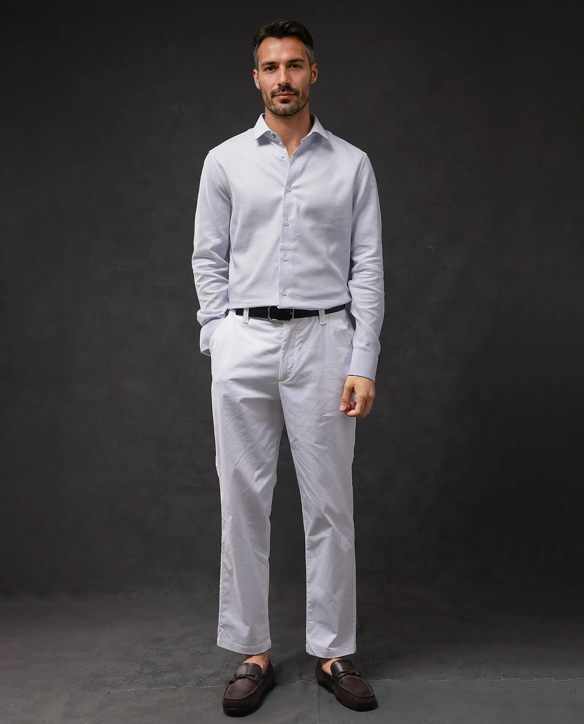 Rare Rabbit Men's Astron-1 Pastel Cotton Plain Regular Fit Full Sleeve Collared Shirt - Image 4