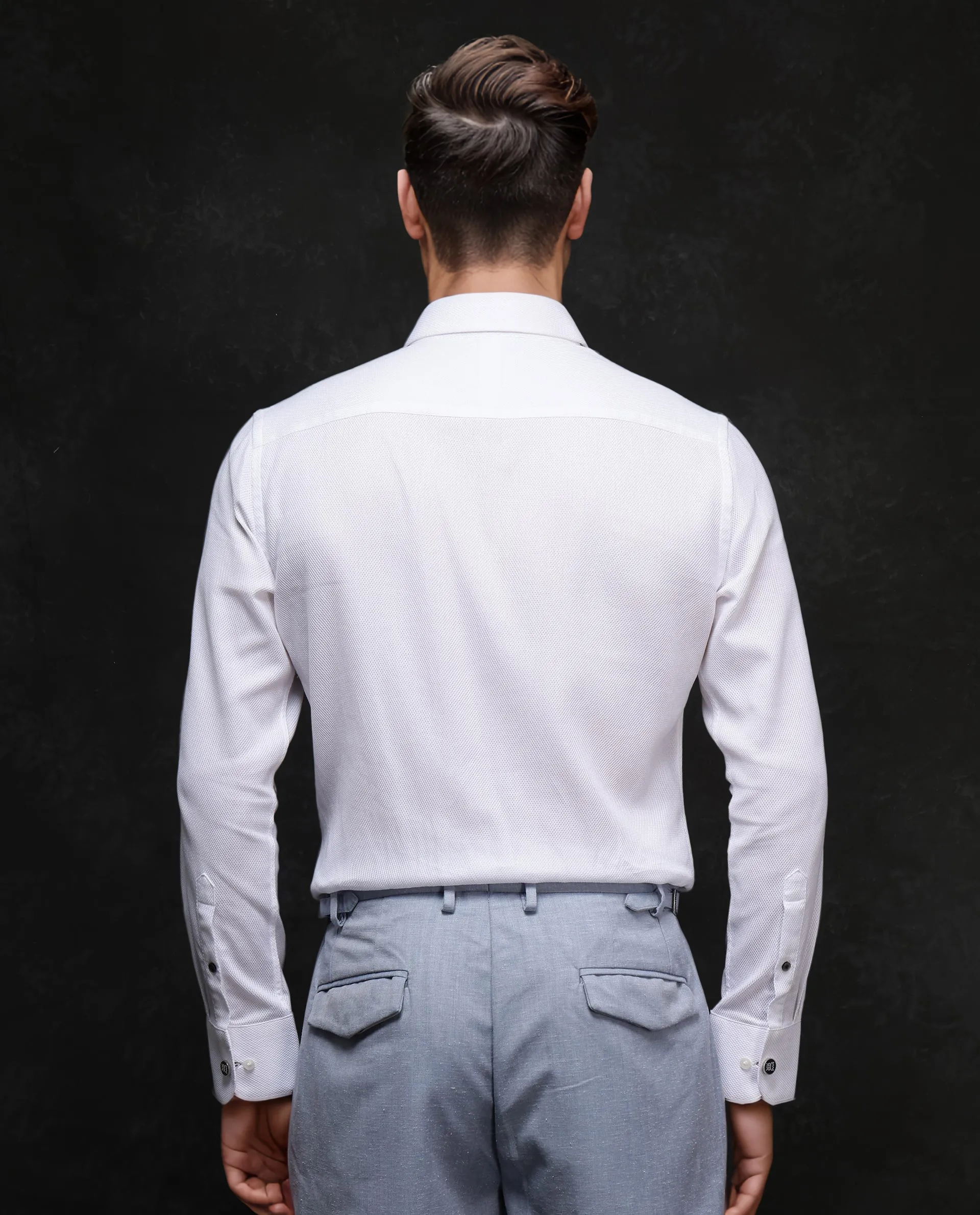 Rare Rabbit Men's Astron-1 White Cotton Plain Regular Fit Full Sleeve Collared Shirt - Image 4