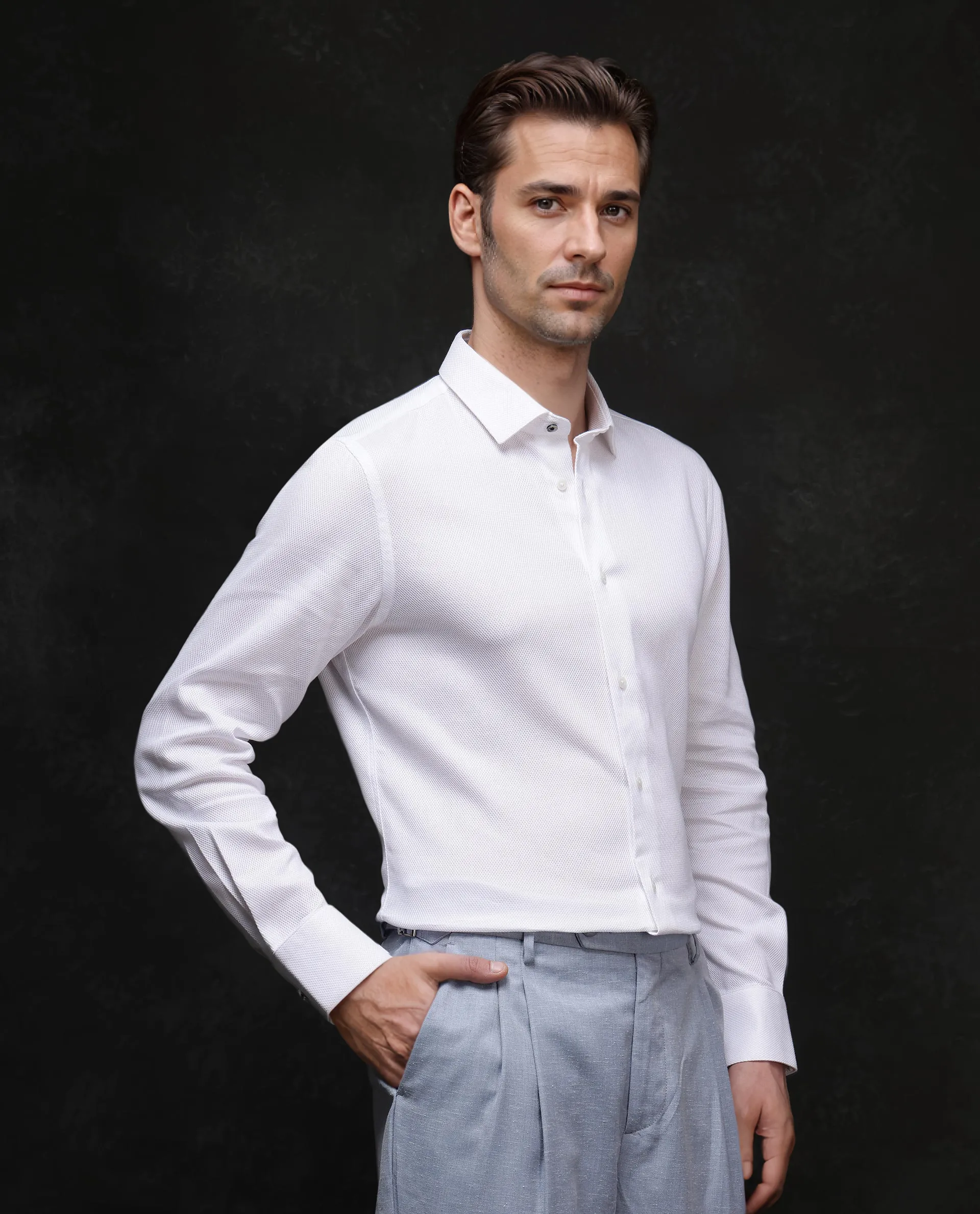 Rare Rabbit Men's Astron-1 White Cotton Plain Regular Fit Full Sleeve Collared Shirt - Image 6