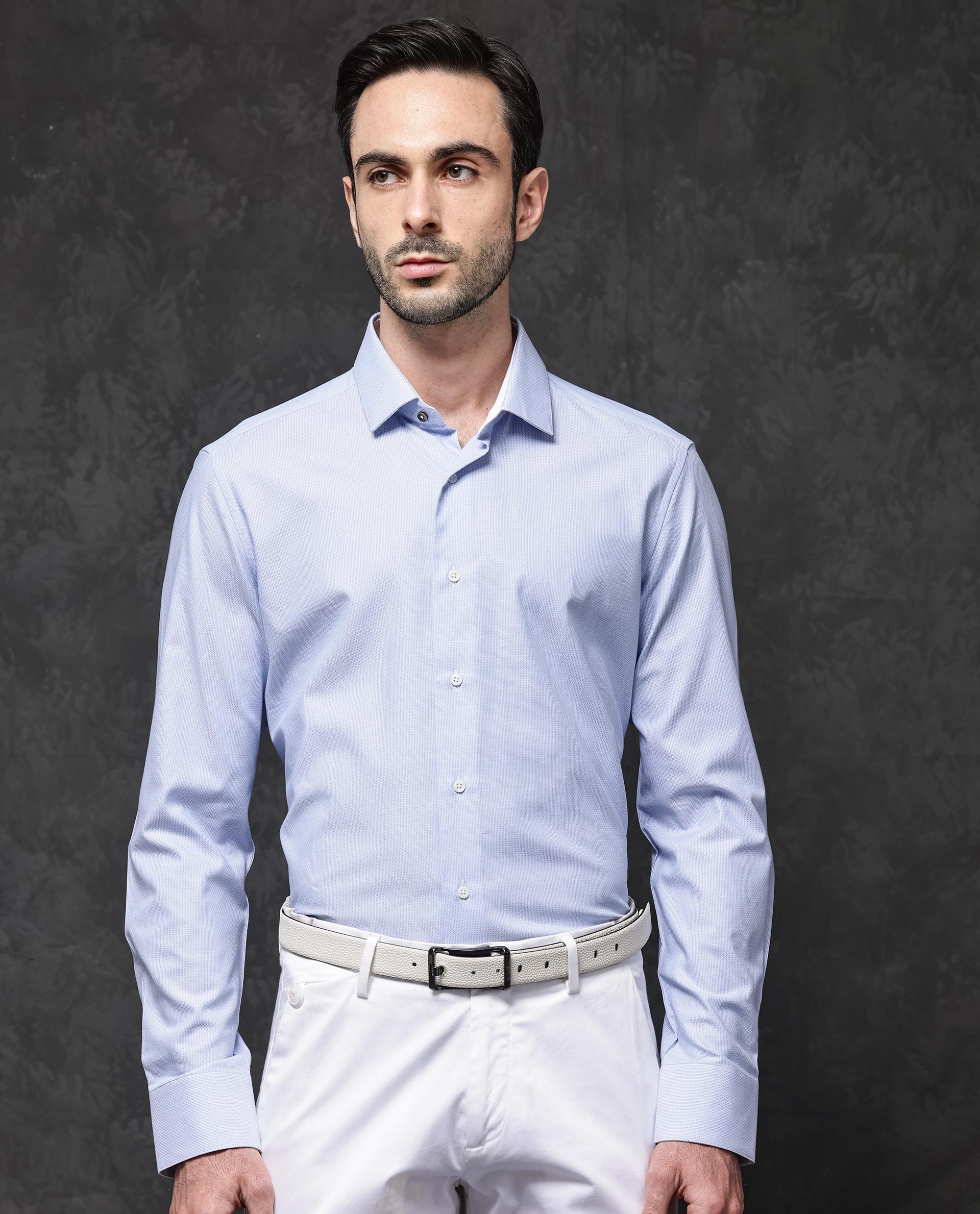 Rare Rabbit Men's Astron Pastel Purple Cotton Textured Regular Fit Full Sleeve Collared Shirt - Image 10