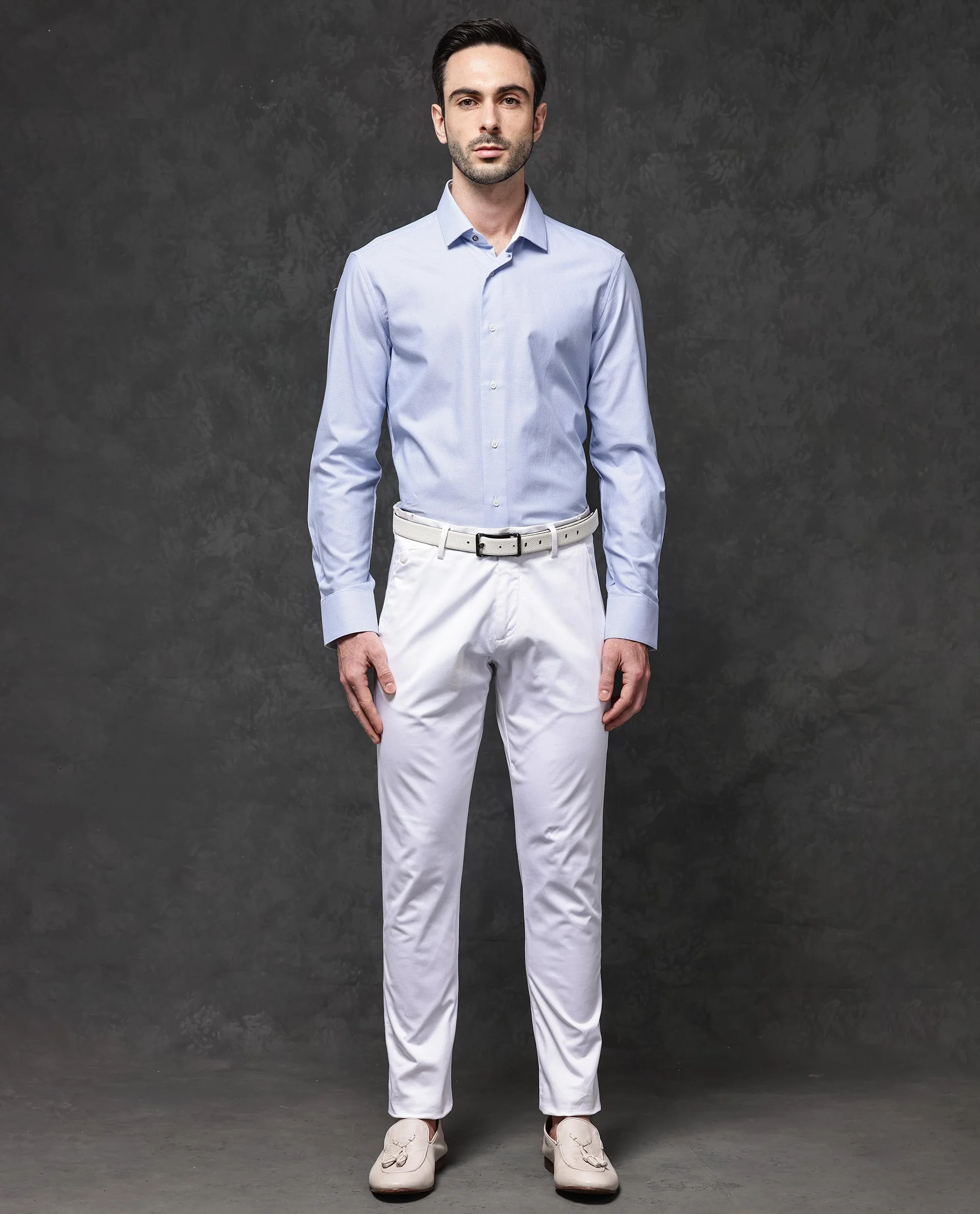 Rare Rabbit Men's Astron Pastel Purple Cotton Textured Regular Fit Full Sleeve Collared Shirt - Image 3