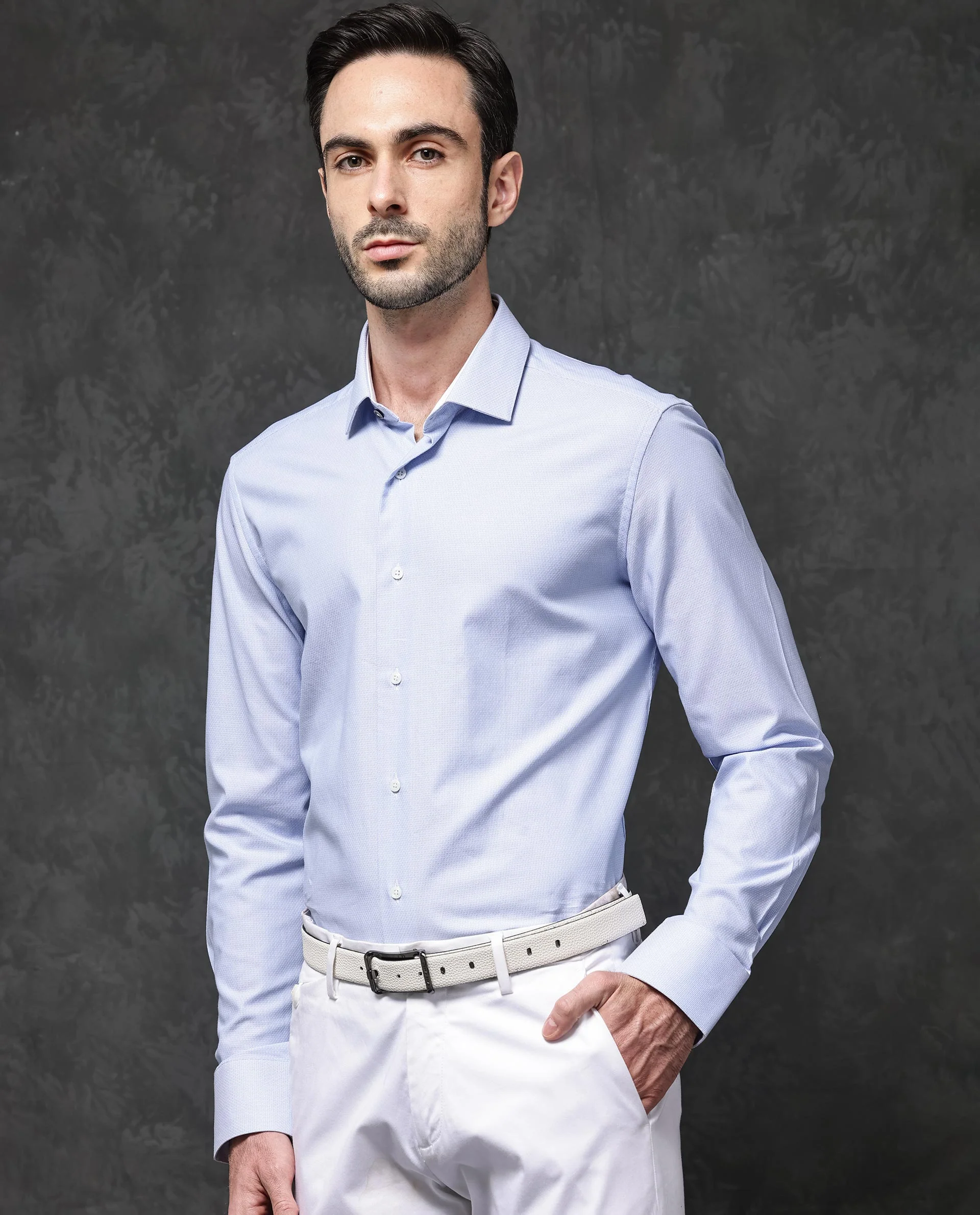 Rare Rabbit Men's Astron Pastel Purple Cotton Textured Regular Fit Full Sleeve Collared Shirt - Image 4