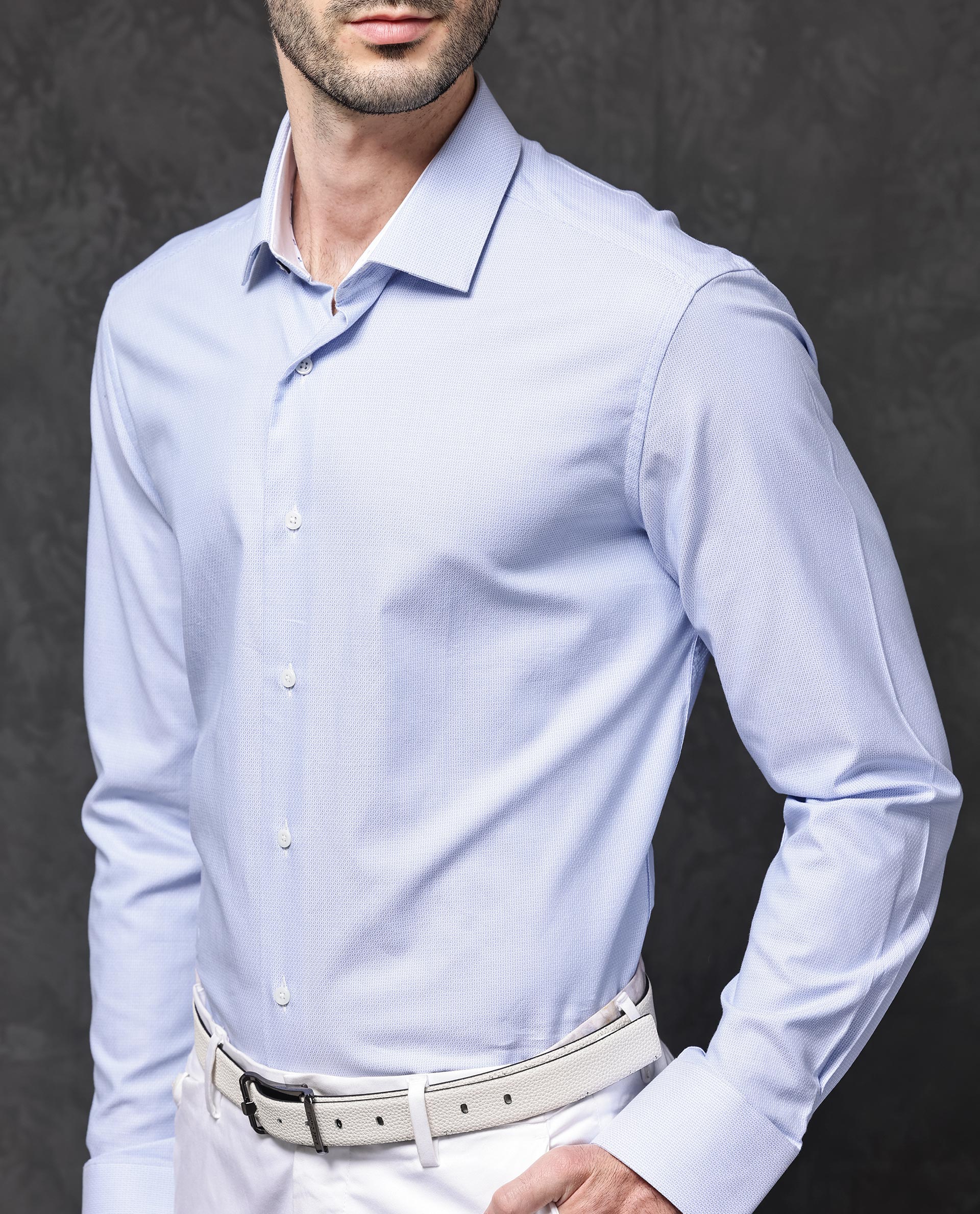 Rare Rabbit Men's Astron Pastel Purple Cotton Textured Regular Fit Full Sleeve Collared Shirt - Image 6
