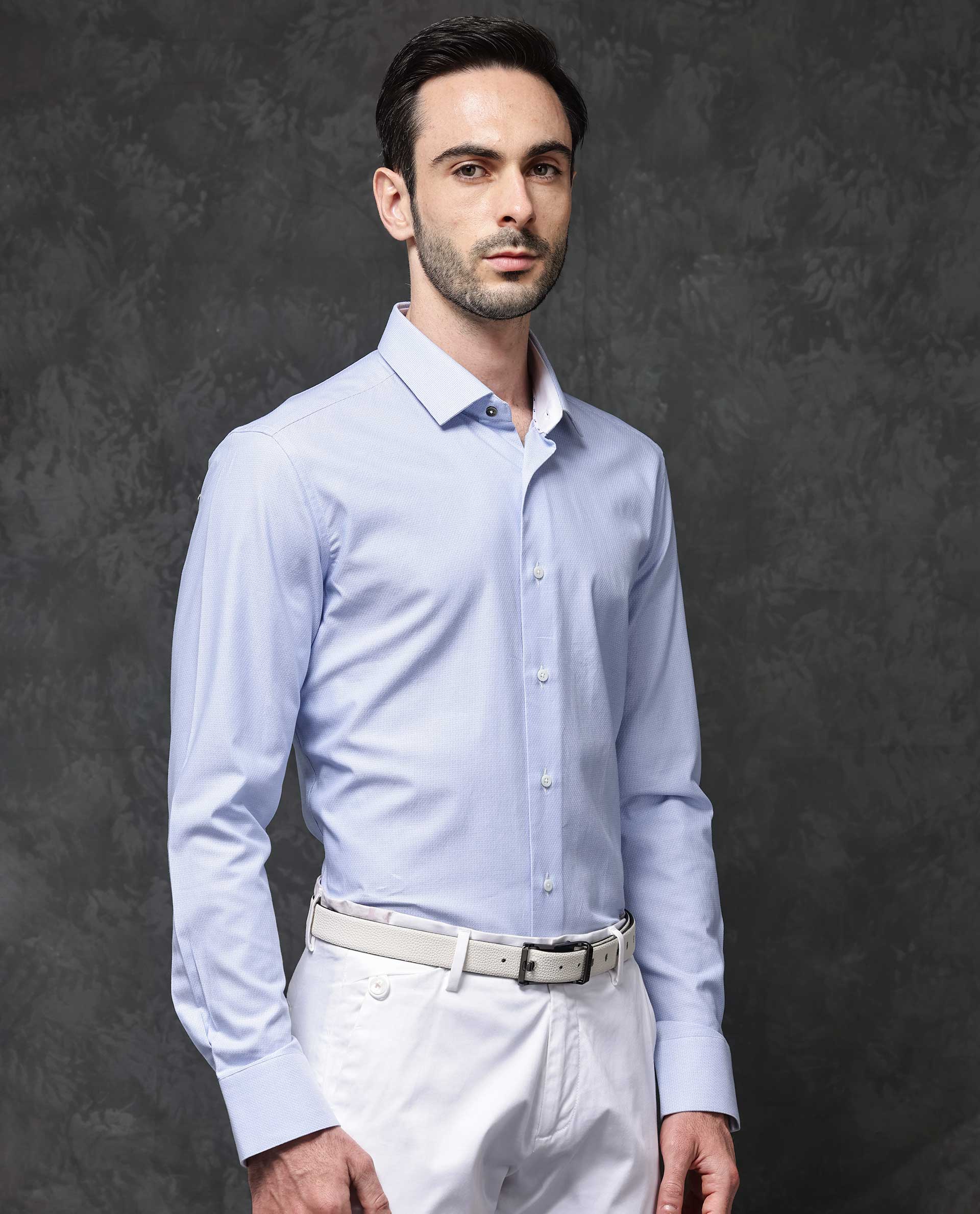 Rare Rabbit Men's Astron Pastel Purple Cotton Textured Regular Fit Full Sleeve Collared Shirt - Image 7