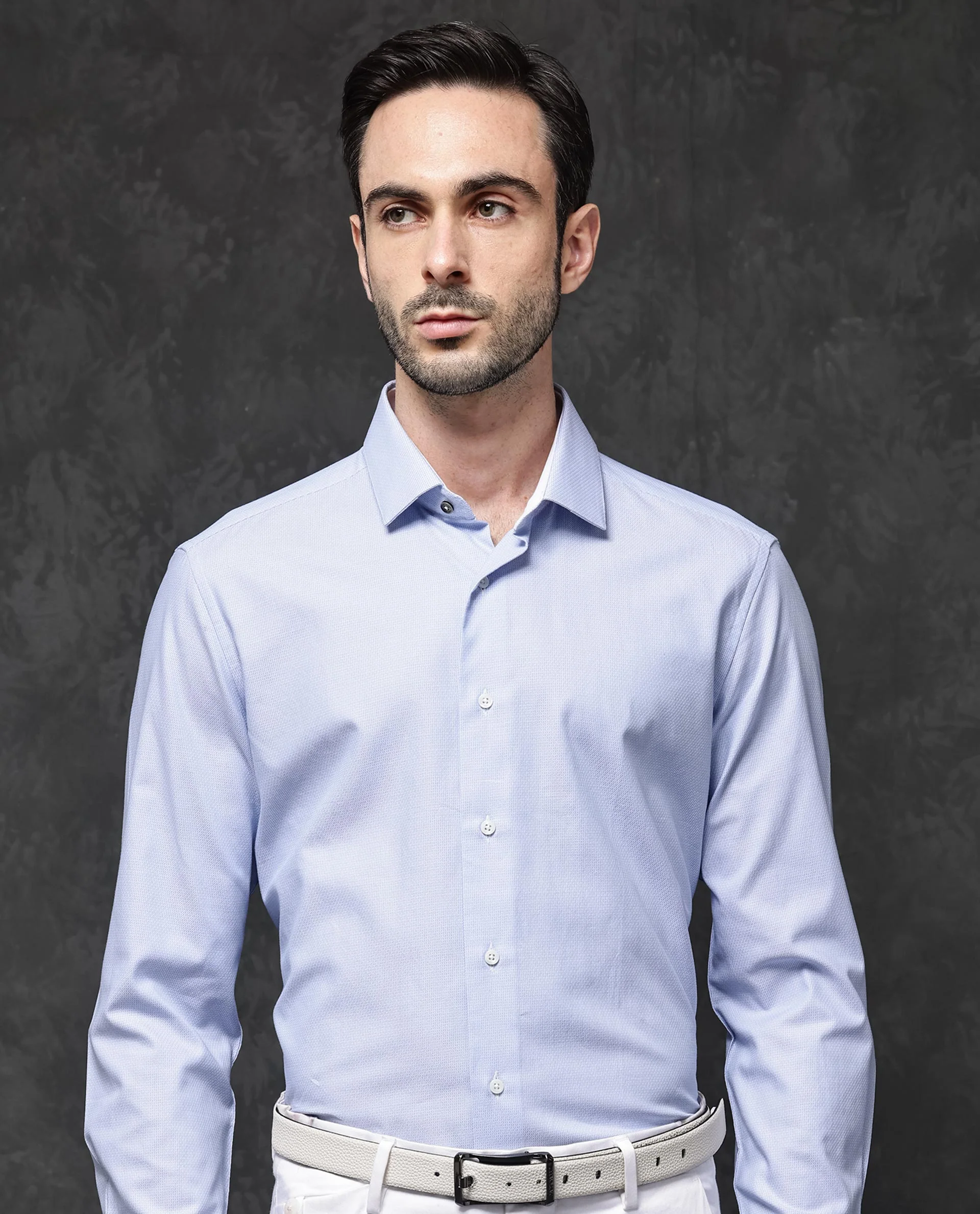 Rare Rabbit Men's Astron Pastel Purple Cotton Textured Regular Fit Full Sleeve Collared Shirt - Image 8