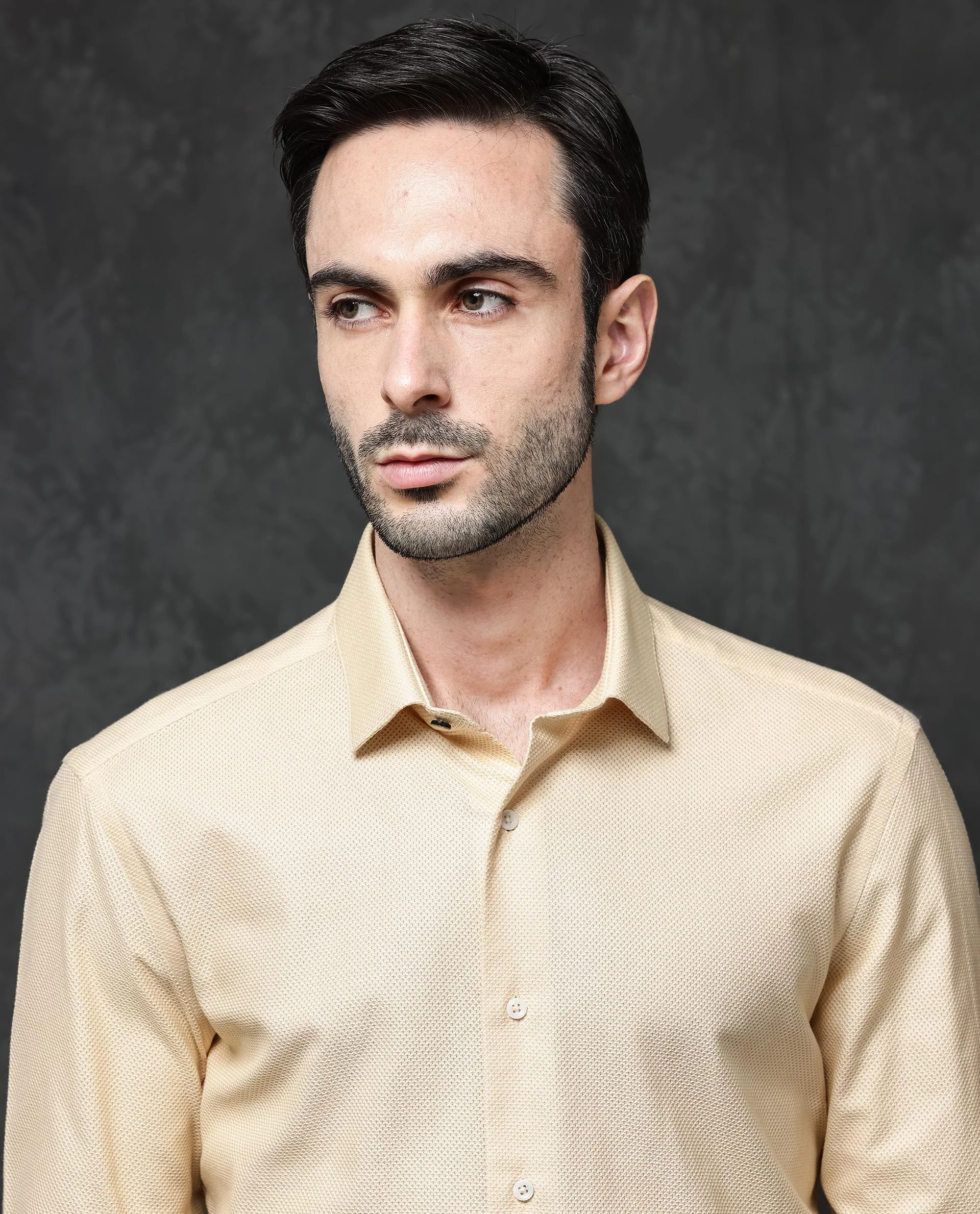 Rare Rabbit Men's Astron Pastel Yellow Cotton Textured Regular Fit Full Sleeve Collared Shirt - Image 8