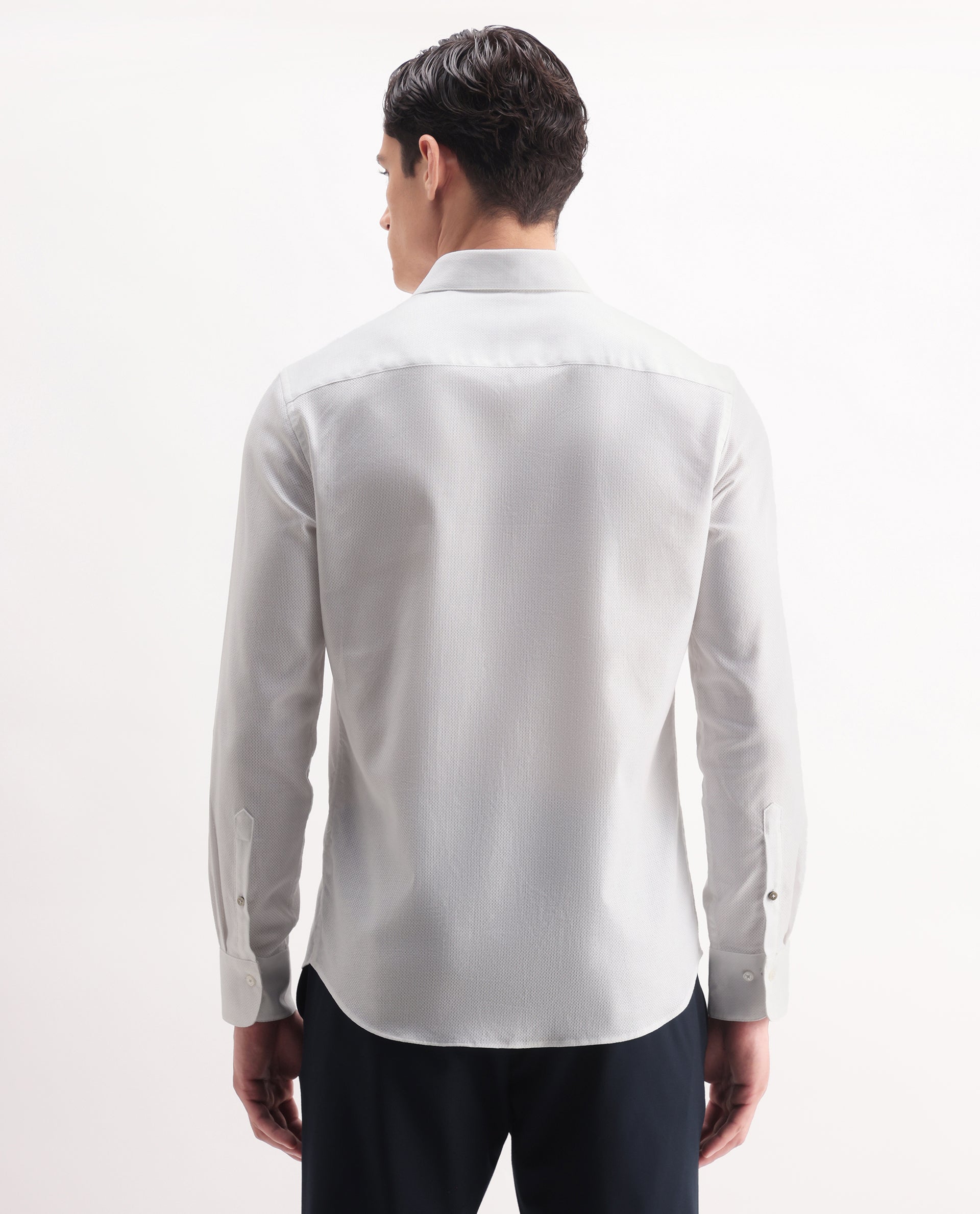 Rare Rabbit Men's Astron 25 White Cotton Blend Plain Regular Fit Full Sleeve Collared Shirt - Image 8