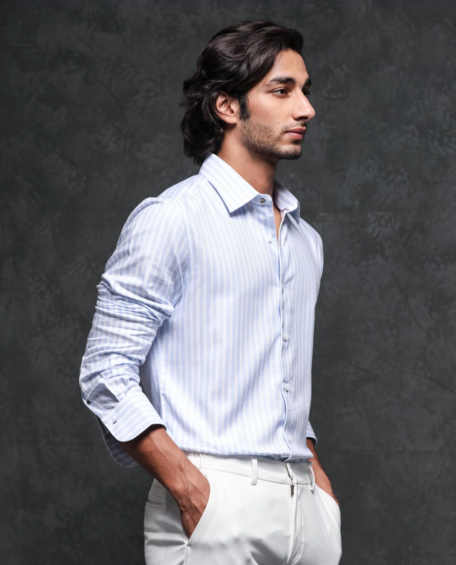 Rare Rabbit Men's Astum Blue Cotton Striped Print Regular Fit Full Sleeve Collared Shirt - Image 10