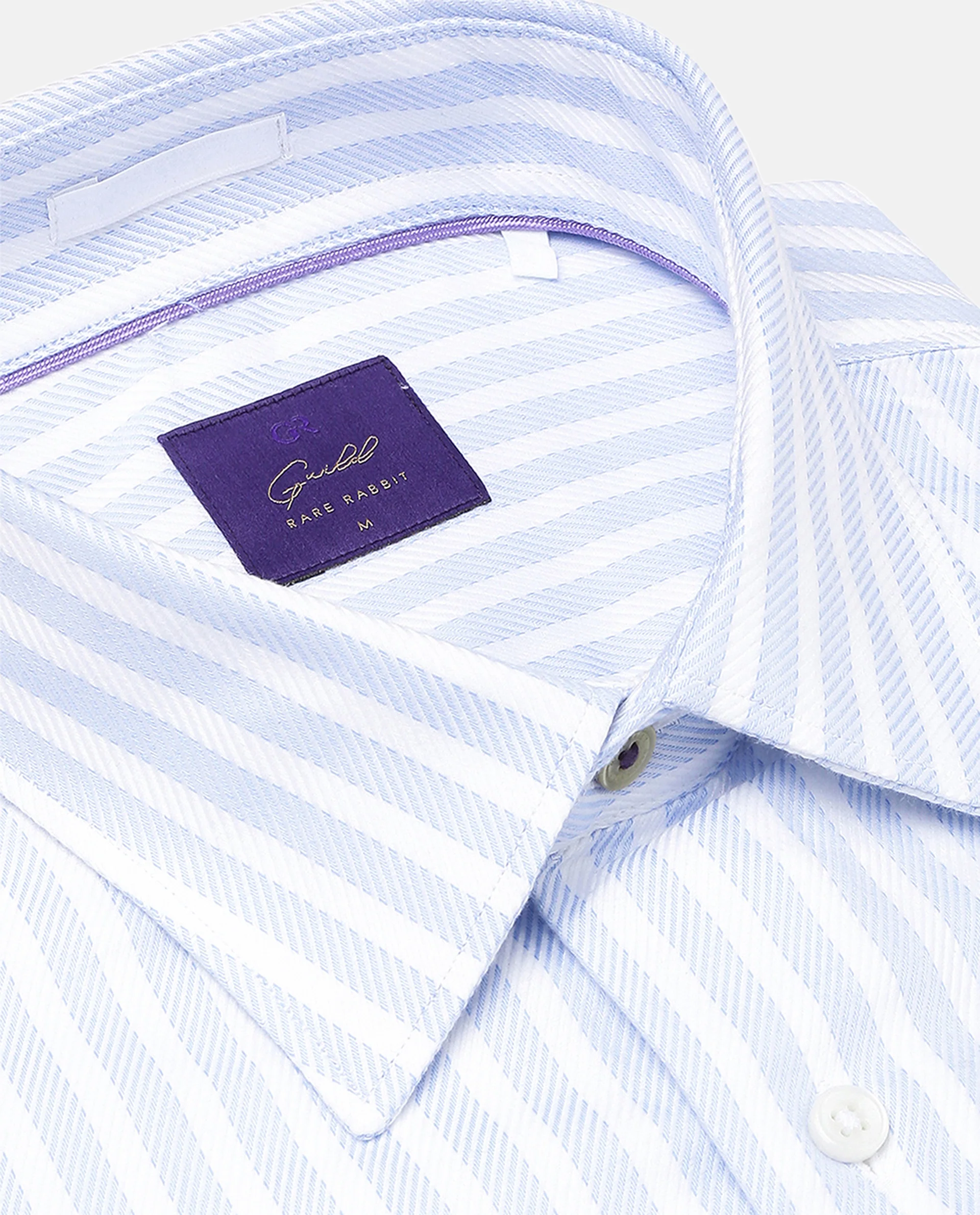 Rare Rabbit Men's Astum Blue Cotton Striped Print Regular Fit Full Sleeve Collared Shirt - Image 3