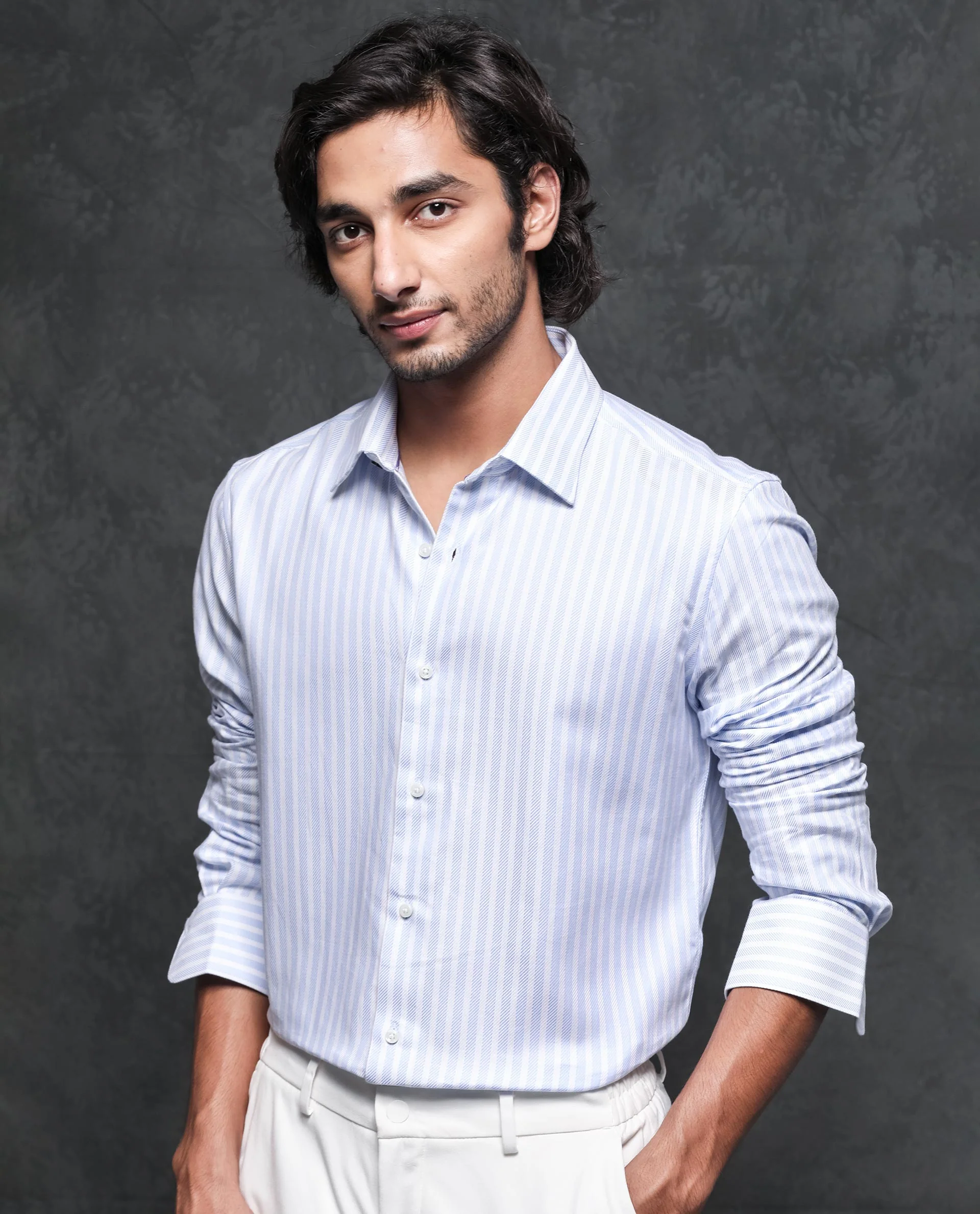 Rare Rabbit Men's Astum Blue Cotton Striped Print Regular Fit Full Sleeve Collared Shirt - Image 5