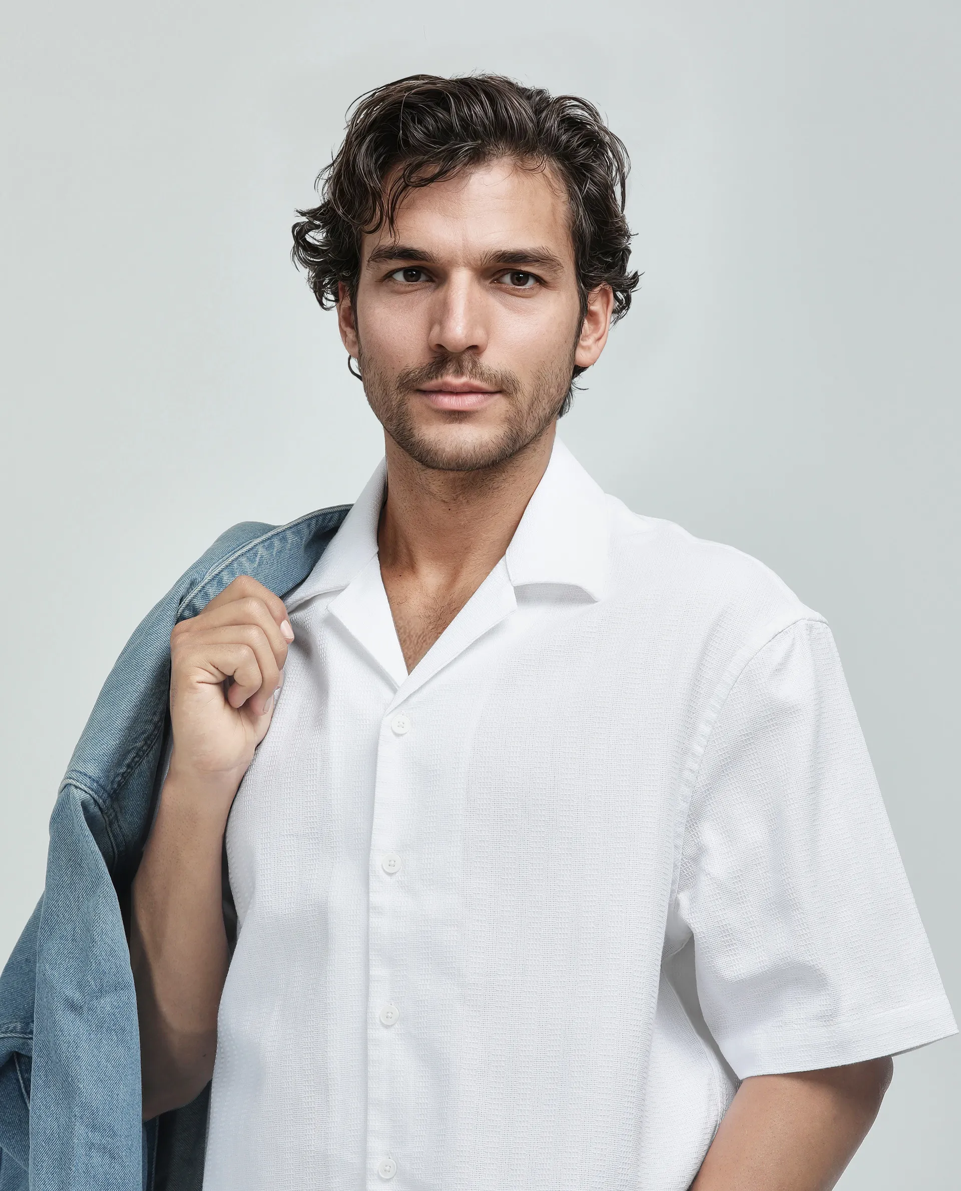Rare Rabbit Men's Astur Off White Cotton Plain Boxy Fit Half Sleeve Cuban Collar Shirt - Image 8