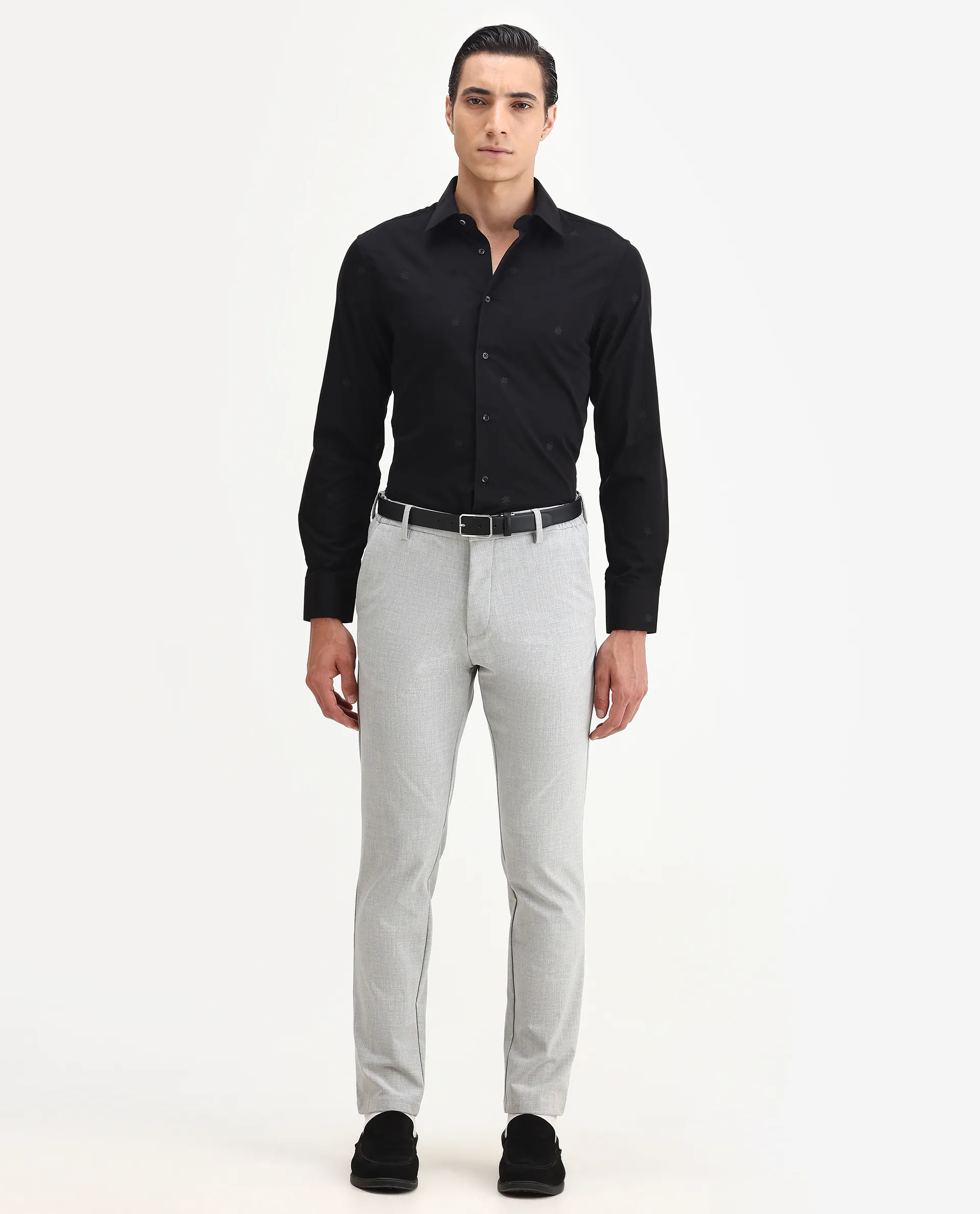 Rare Rabbit Men's Atep Black Cotton Blend Plain Regular Fit Full Sleeve Collared Shirt - Image 2