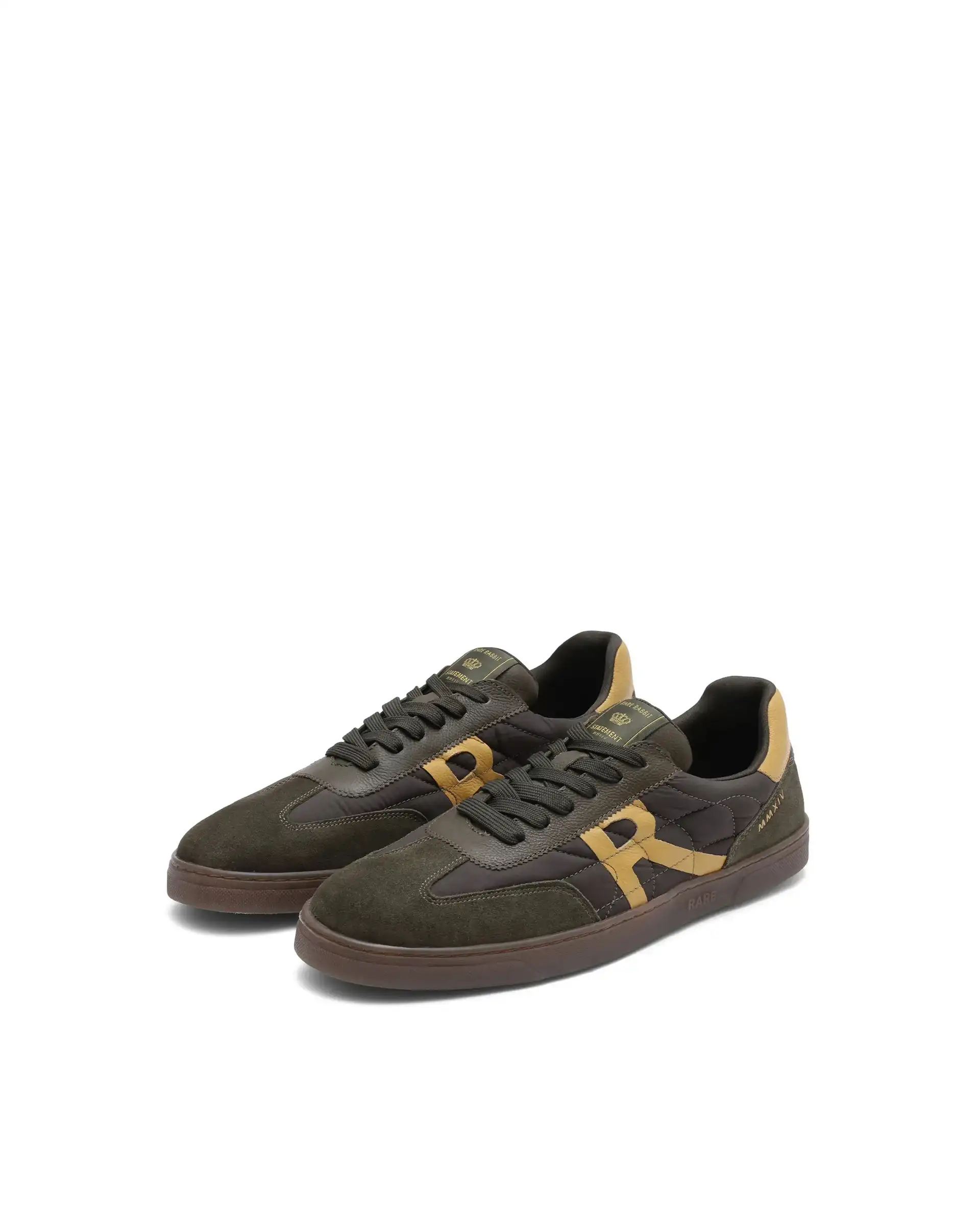 Rare Rabbit Men Atlas Olive Genuine Suede And Parachute Dual Tone Lace-Up Sneaker Shoes - Image 4