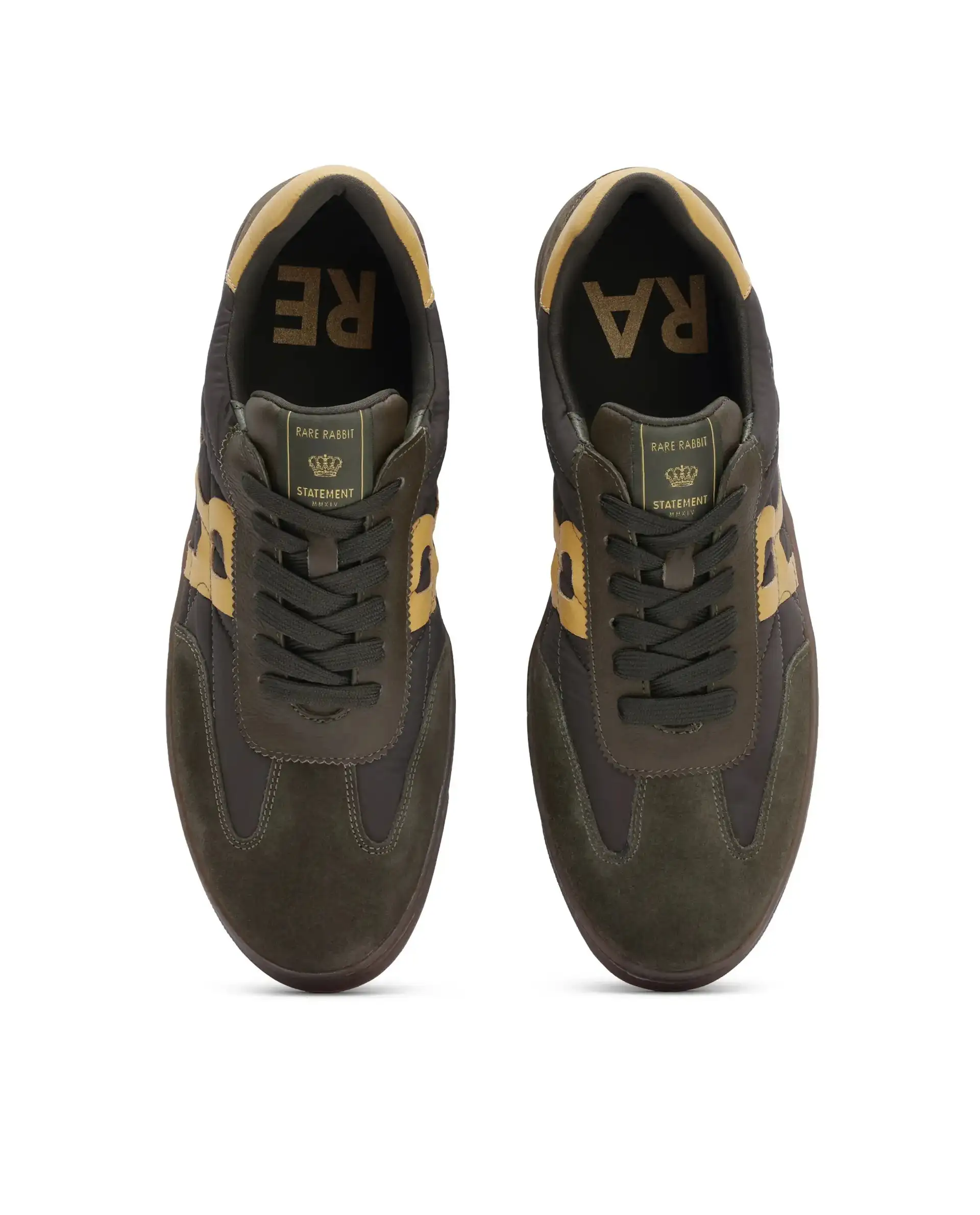 Rare Rabbit Men Atlas Olive Genuine Suede And Parachute Dual Tone Lace-Up Sneaker Shoes - Image 5