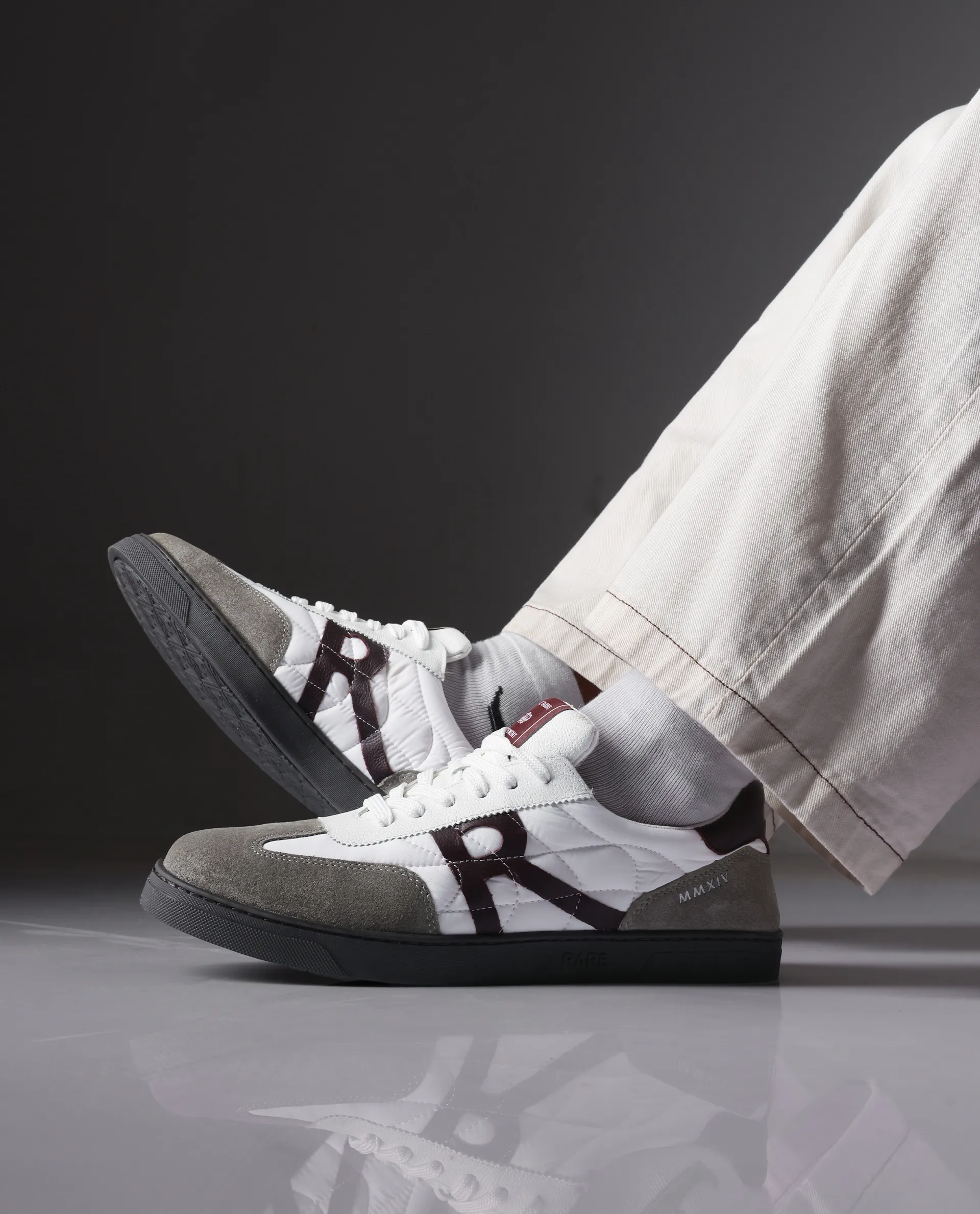 Rare Rabbit Men Atlas White Genuine Suede And Parachute Dual Tone Lace-Up Sneaker Shoes - Image 2