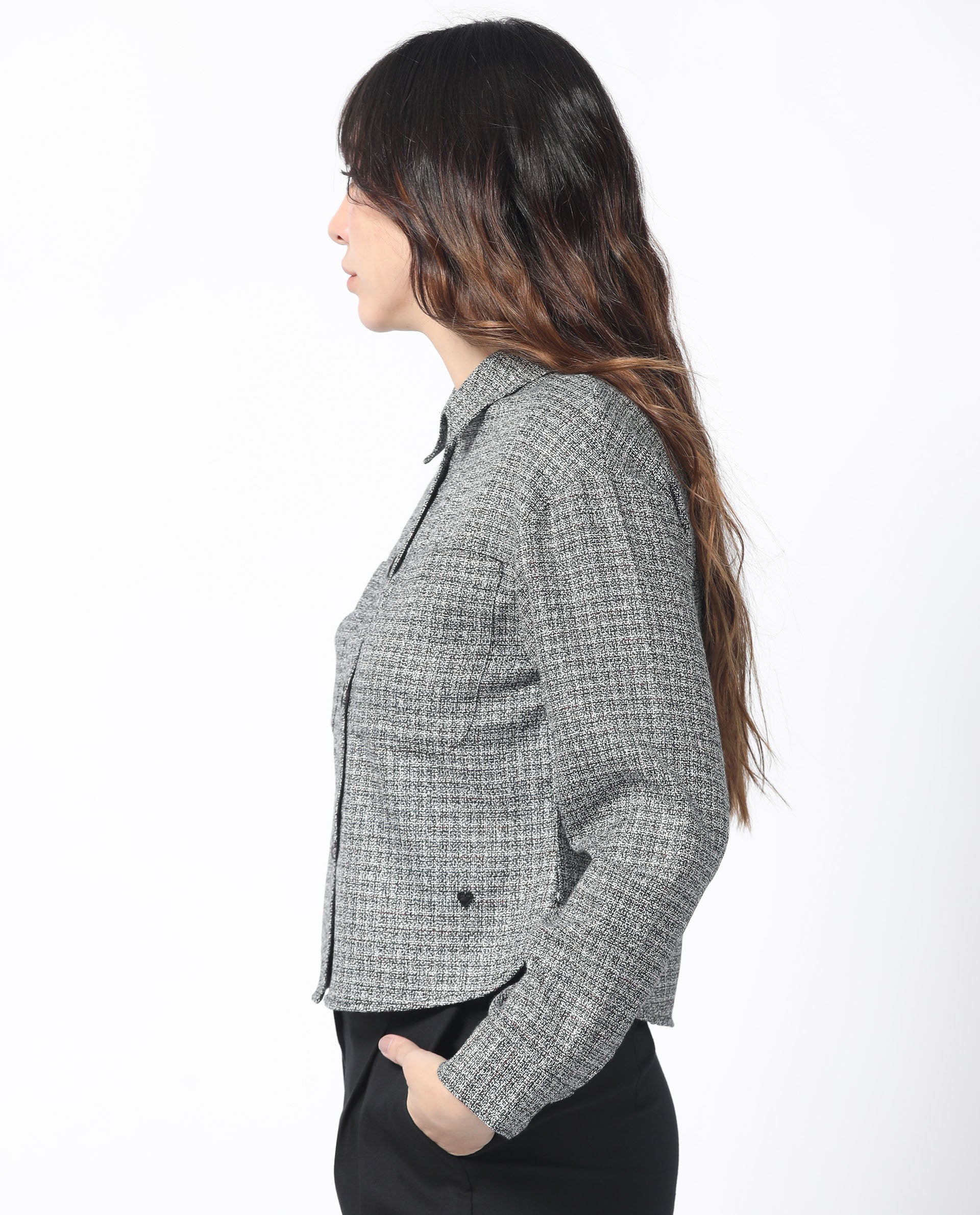 Rareism Women's Atmos Black Polyester Spread Collar Textured Regular Fit Jacket - Image 4