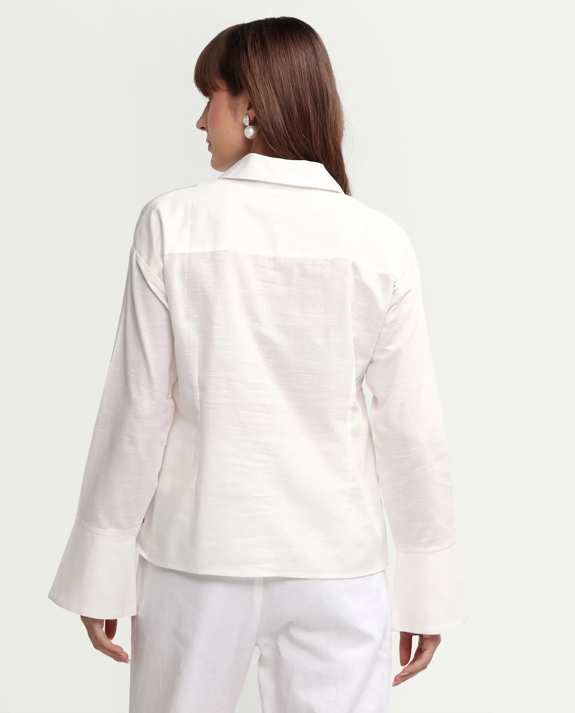 Rareism Women's Atone Off White Cotton Full Sleeve Regular Fit Plain Top - Image 7
