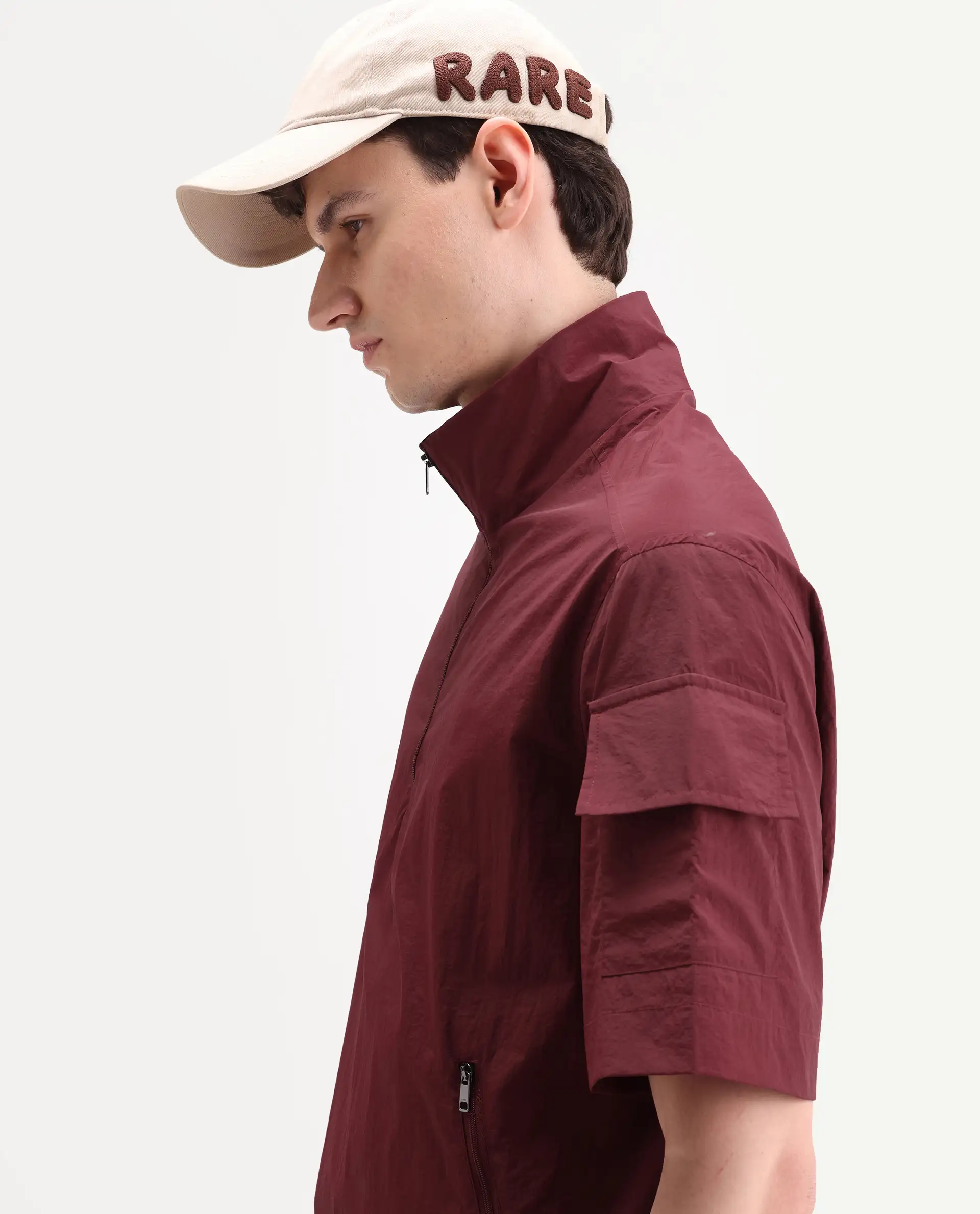 Rare Rabbit Men's Atto Red Nylon Fabric Half Sleeve Spread Collar Regular Fit Plain Polo - Image 7