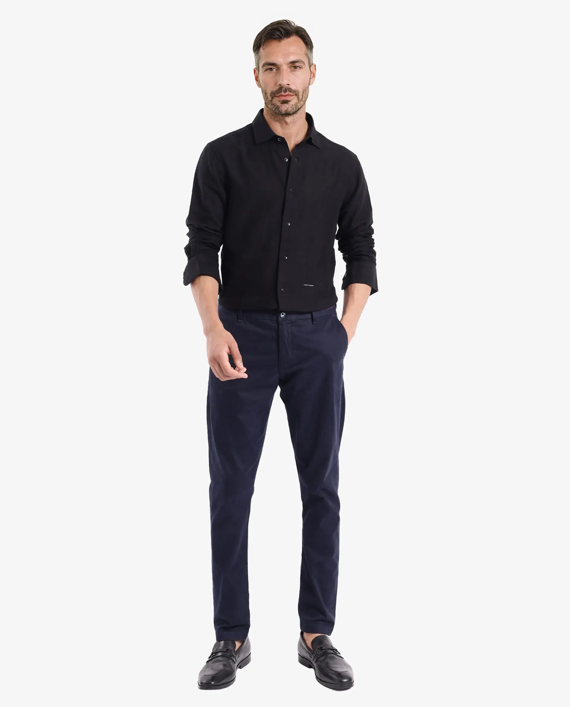 Rare Rabbit Men's Aube Black Cotton Plain Regular Fit Full Sleeve Collared Shirt - Image 9