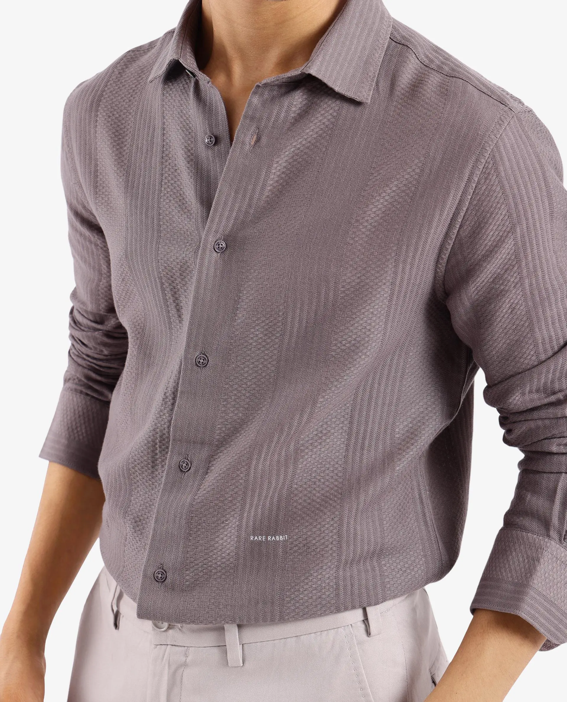 Rare Rabbit Men's Aube Dark Brown Cotton Plain Regular Fit Full Sleeve Collared Shirt - Image 2