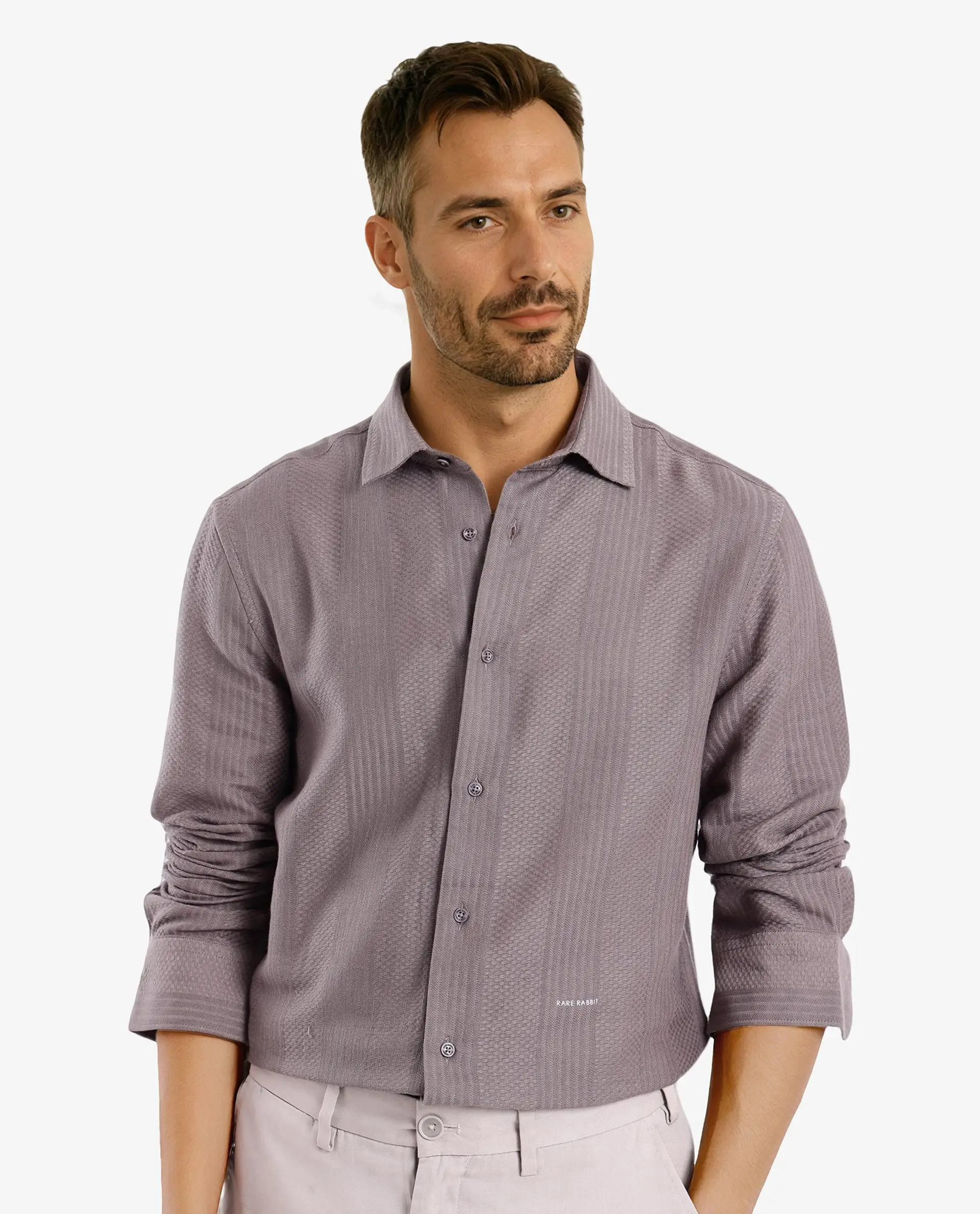 Rare Rabbit Men's Aube Dark Brown Cotton Plain Regular Fit Full Sleeve Collared Shirt - Image 5