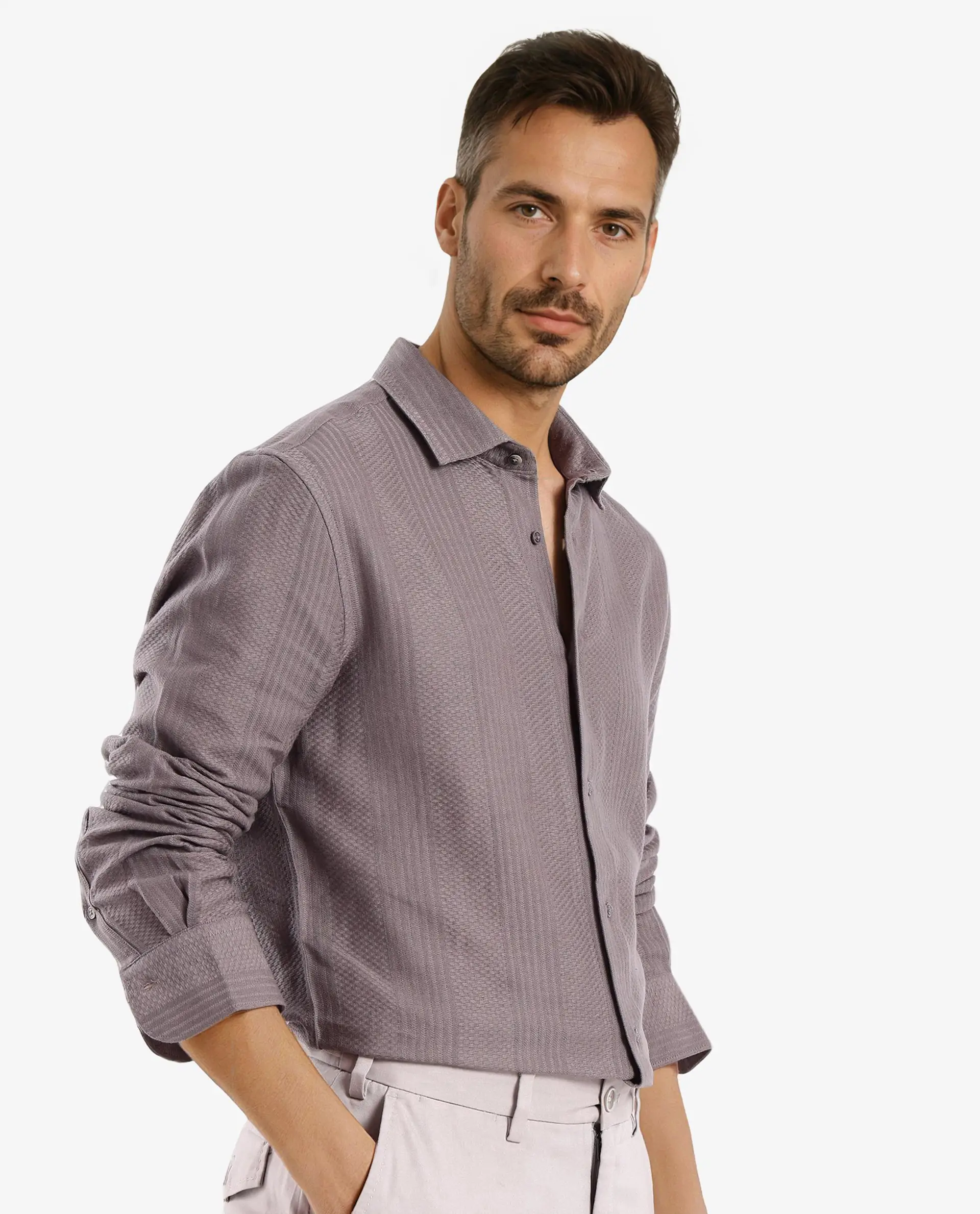 Rare Rabbit Men's Aube Dark Brown Cotton Plain Regular Fit Full Sleeve Collared Shirt - Image 6
