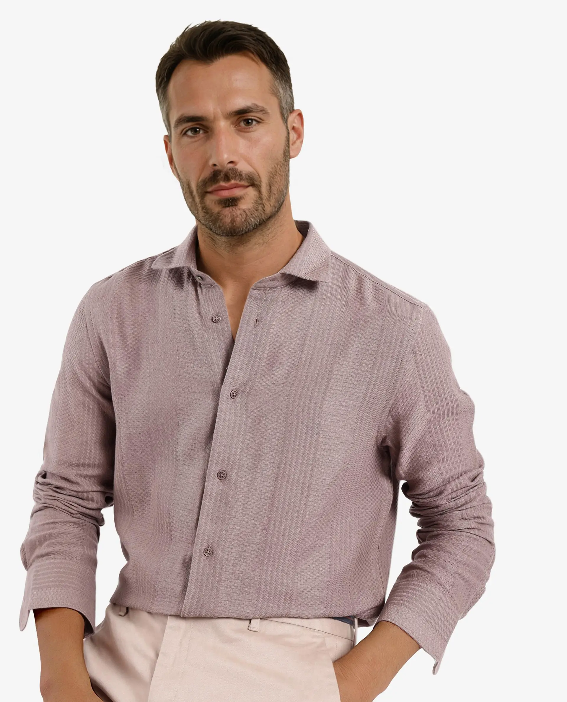 Rare Rabbit Men's Aube Light Brown Cotton Plain Regular Fit Full Sleeve Collared Shirt - Image 5