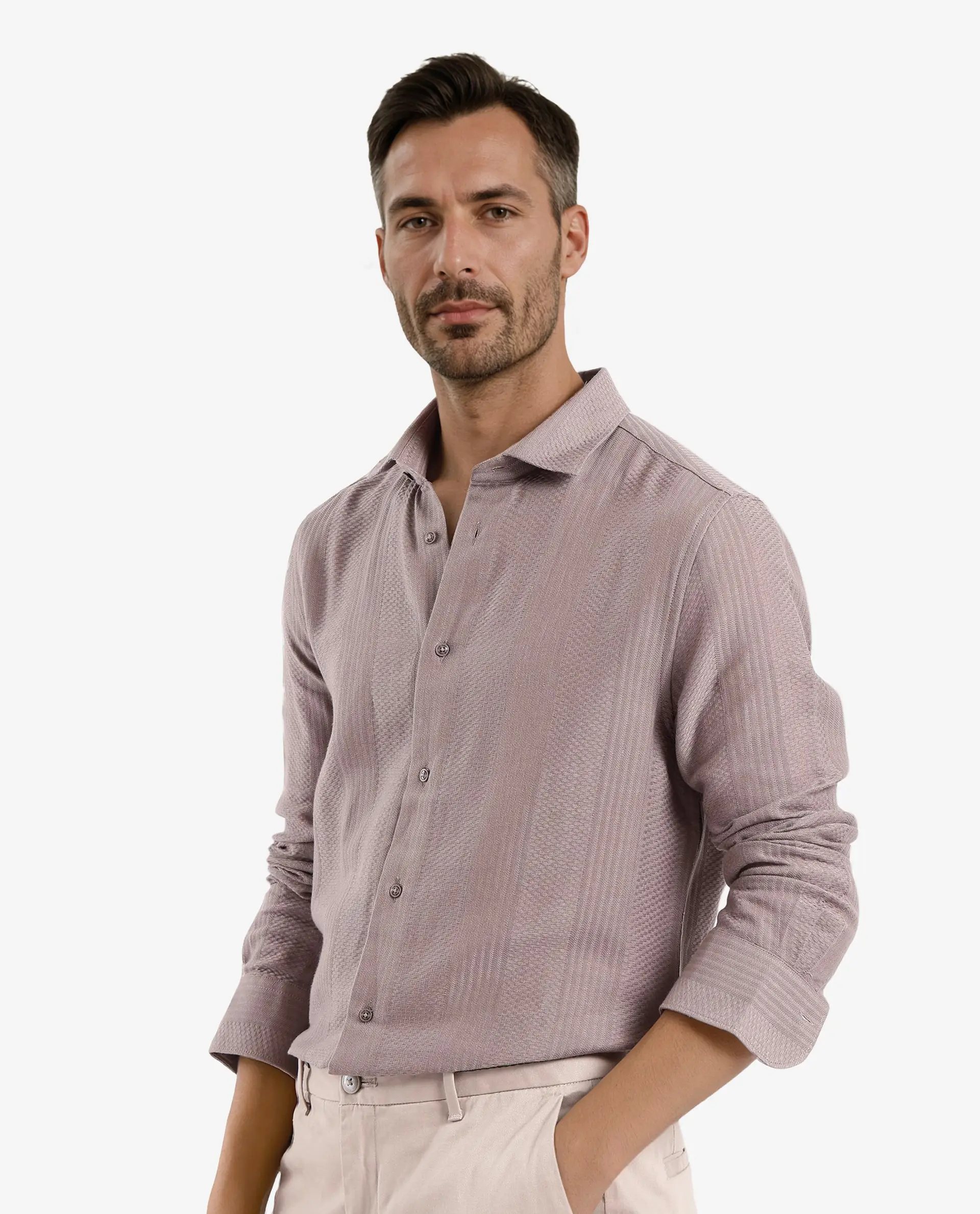 Rare Rabbit Men's Aube Light Brown Cotton Plain Regular Fit Full Sleeve Collared Shirt - Image 6