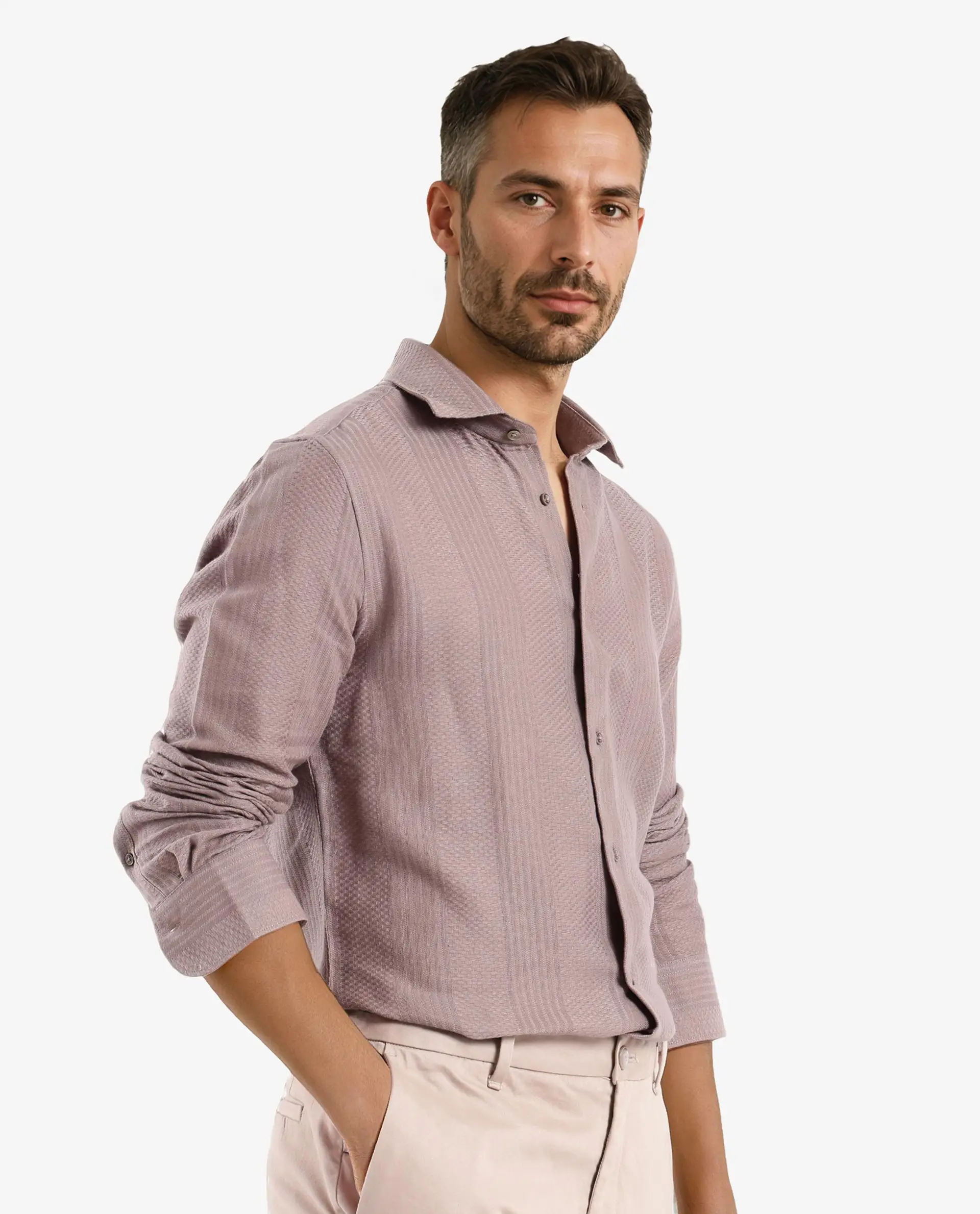 Rare Rabbit Men's Aube Light Brown Cotton Plain Regular Fit Full Sleeve Collared Shirt - Image 7
