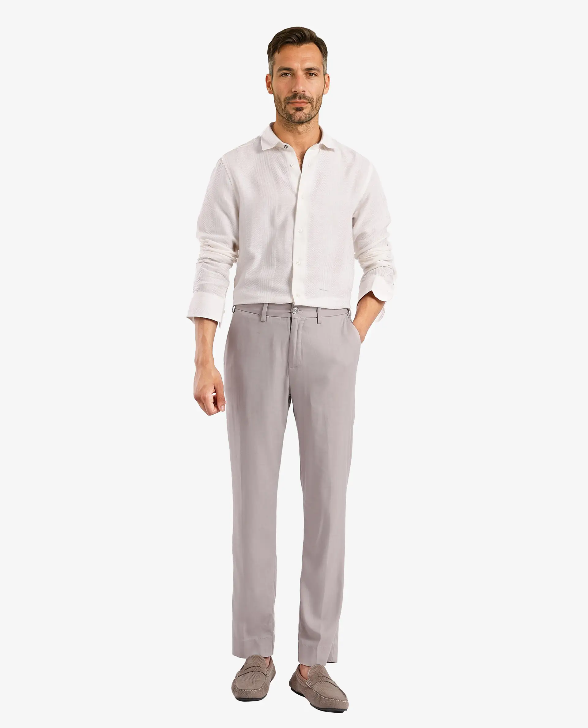 Rare Rabbit Men's Aube Off White Cotton Plain Regular Fit Full Sleeve Collared Shirt - Image 9