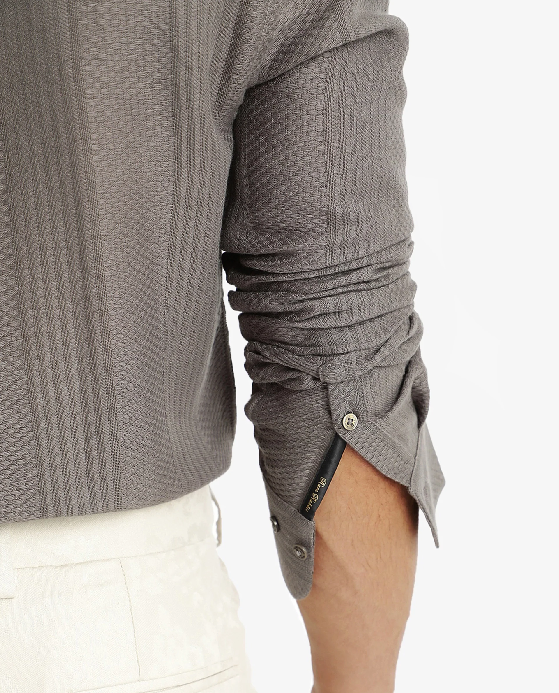 Rare Rabbit Men's Aube Olive Cotton Textured Regular Fit Full Sleeve Collared Shirt - Image 7