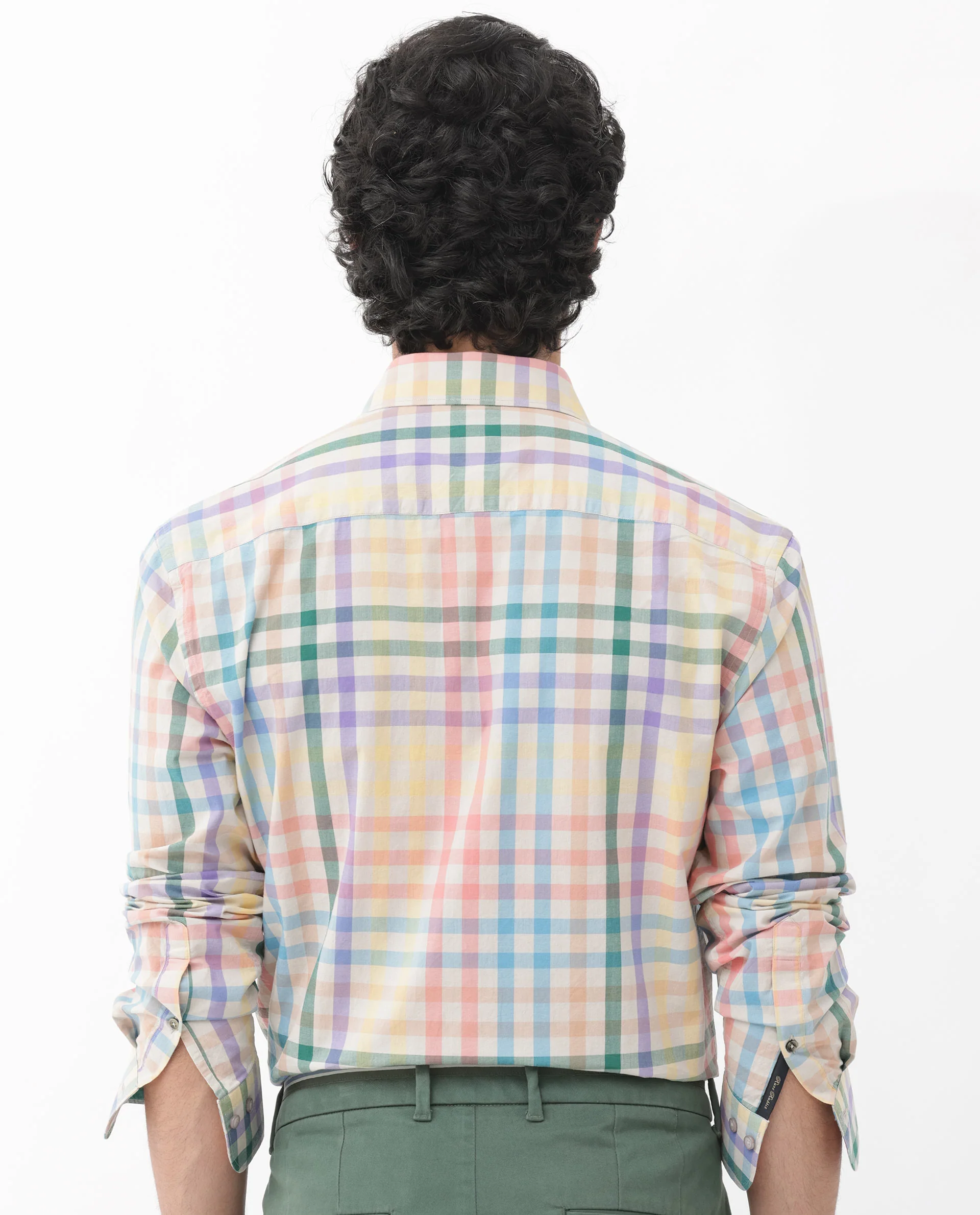 Rare Rabbit Men's Aubin Beige Cotton Checked Print Regular Fit Full Sleeve Collared Shirt - Image 9