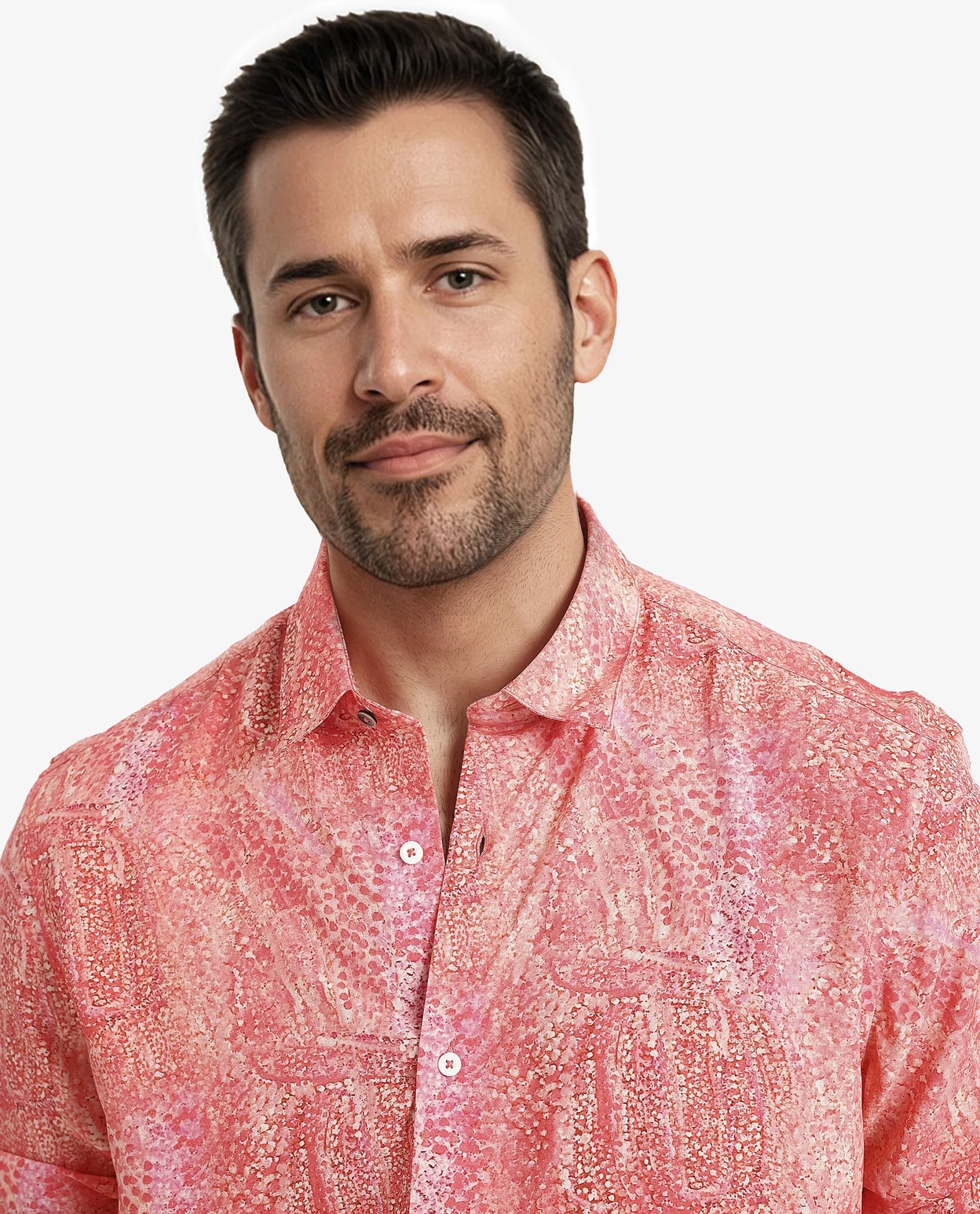 Rare Rabbit Men's Audie Pink Viscose Abstract Print Regular Fit Full Sleeve Collared Shirt - Image 7