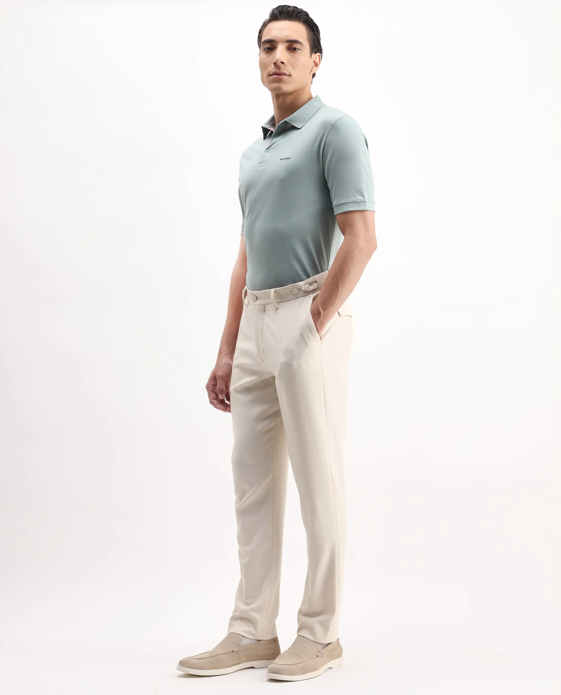 Rare Rabbit Men's Austi-Aw25 Off White Polyester Plain Regular Fit Trouser - Image 6