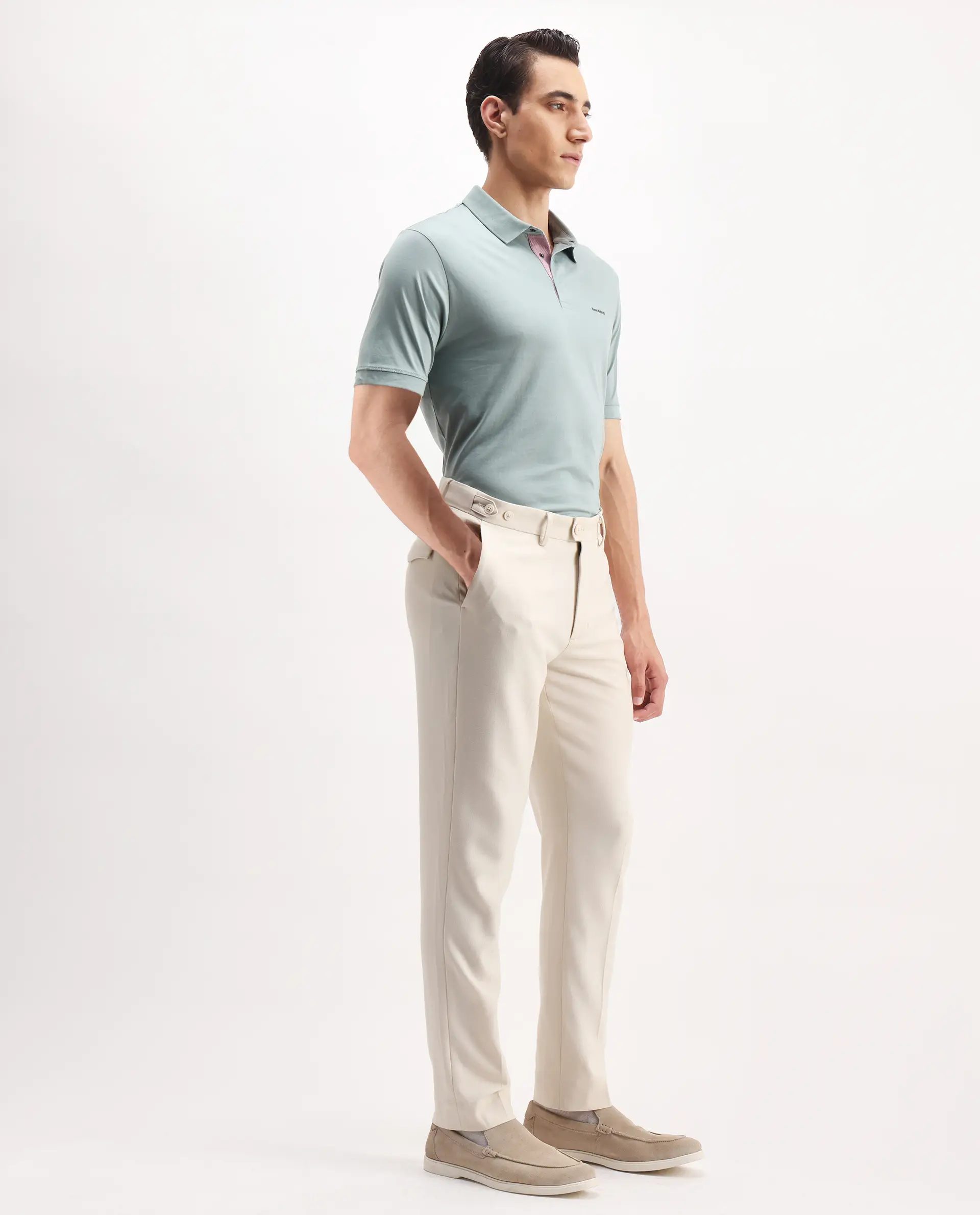 Rare Rabbit Men's Austi-Aw25 Off White Polyester Plain Regular Fit Trouser - Image 8