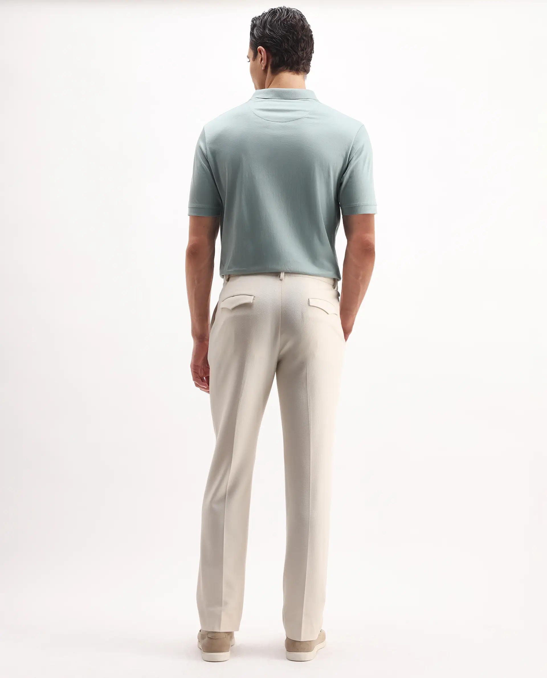 Rare Rabbit Men's Austi-Aw25 Off White Polyester Plain Regular Fit Trouser - Image 9