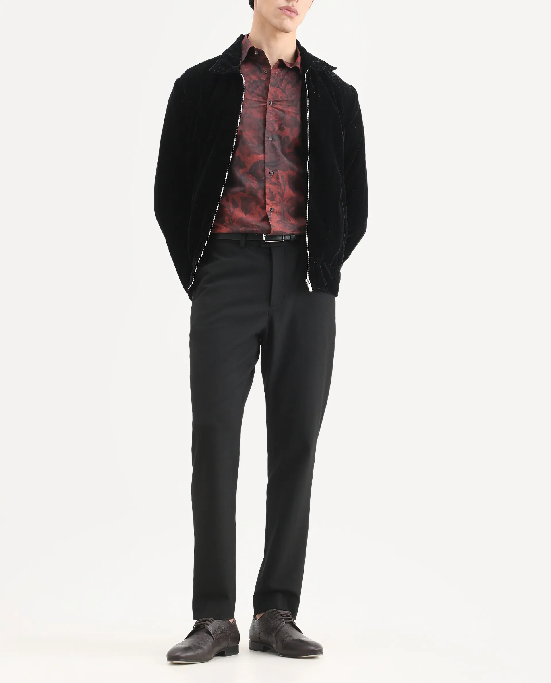 Rare Rabbit Men's Austi-Ss26 Dark Navy Polyester Blend Fabric Regular Fit Plain Trouser - Image 2