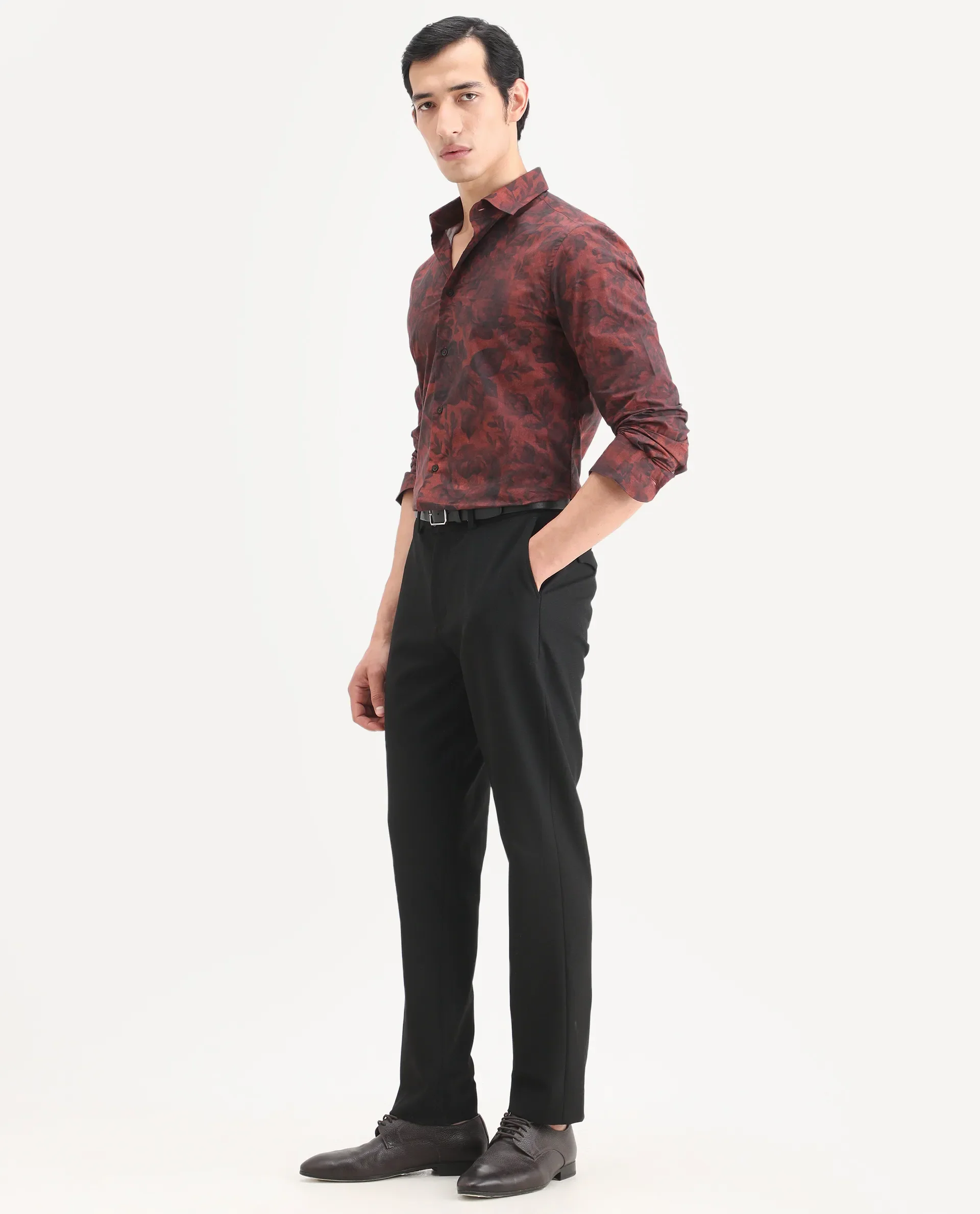 Rare Rabbit Men's Austi-Ss26 Dark Navy Polyester Blend Fabric Regular Fit Plain Trouser - Image 4