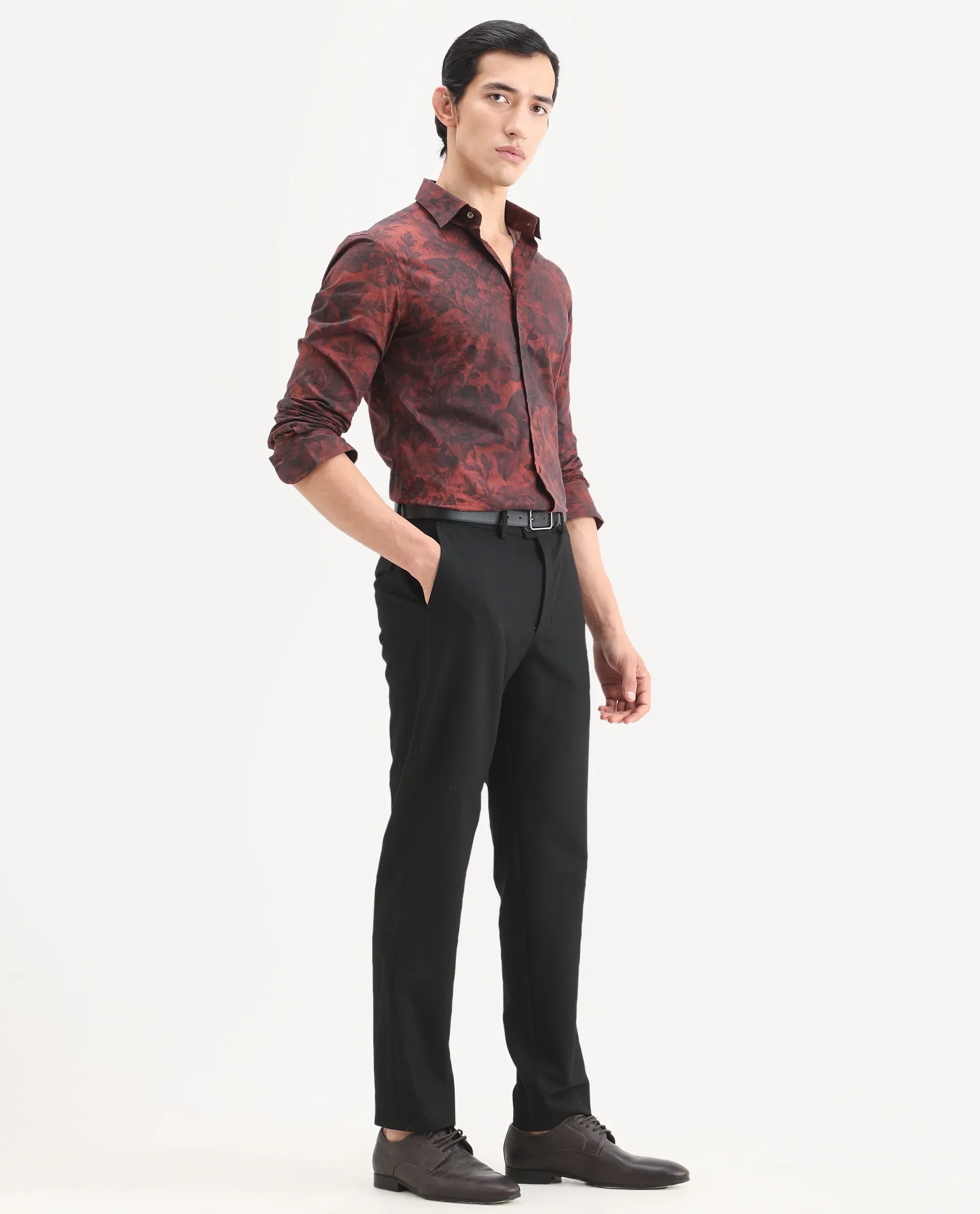 Rare Rabbit Men's Austi-Ss26 Dark Navy Polyester Blend Fabric Regular Fit Plain Trouser - Image 5