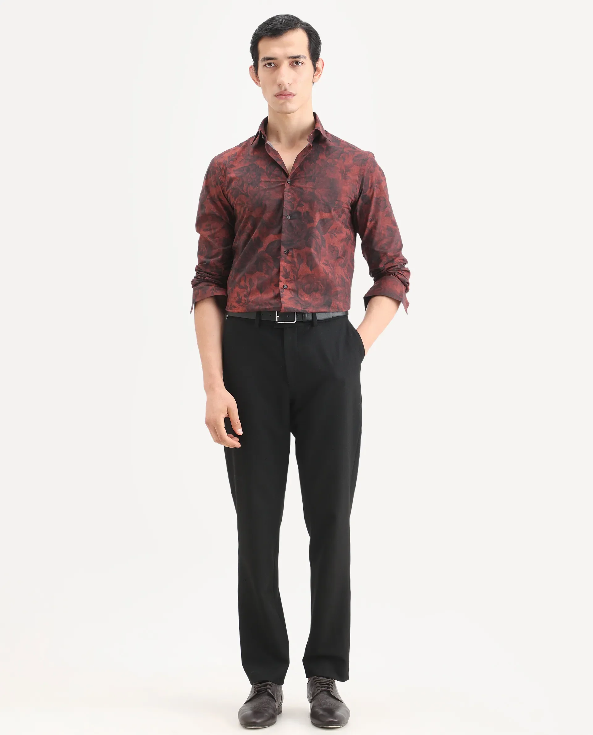 Rare Rabbit Men's Austi-Ss26 Dark Navy Polyester Blend Fabric Regular Fit Plain Trouser - Image 6