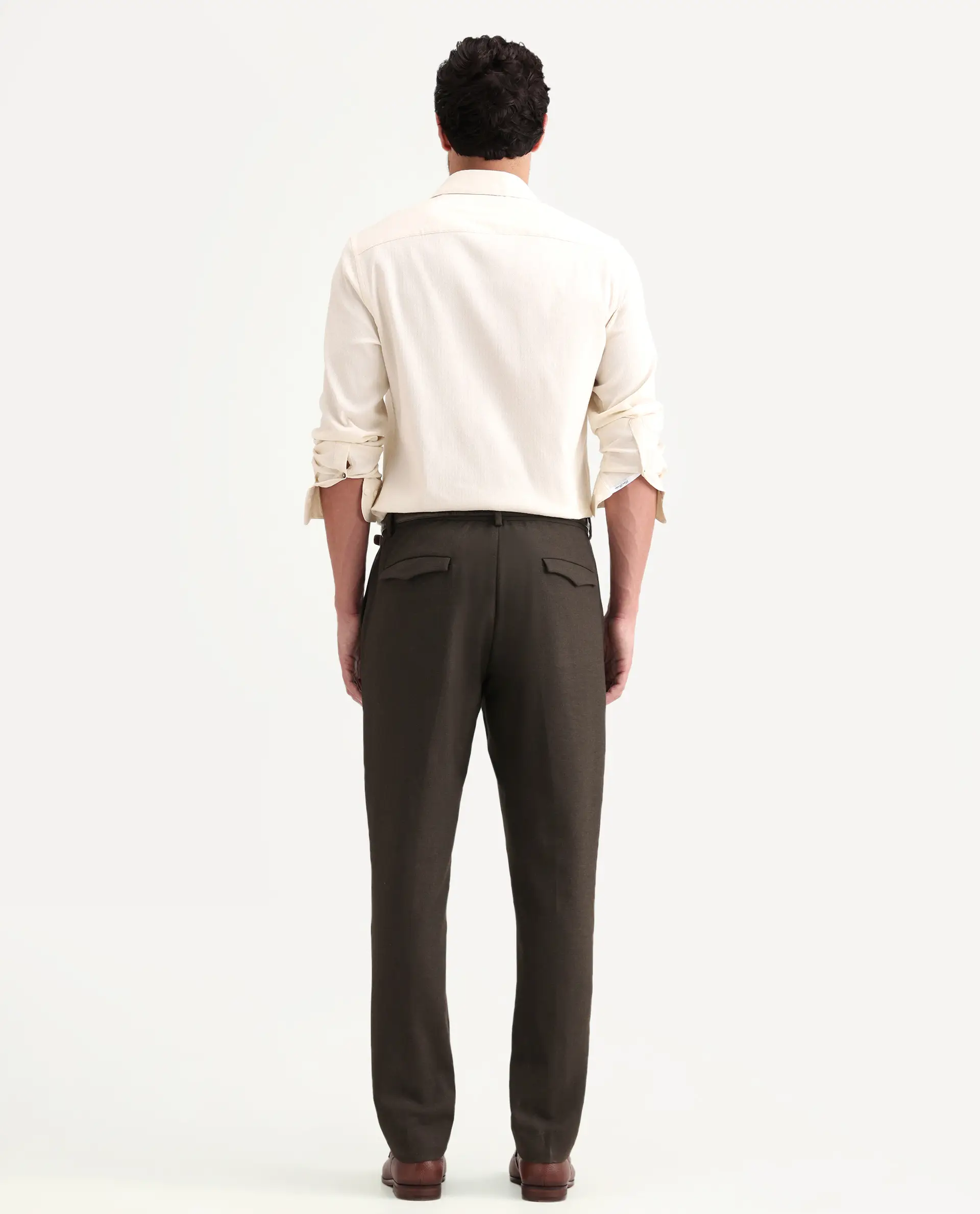 Rare Rabbit Men's Austi-Ss26 Dark Olive Polyester Blend Fabric Regular Fit Plain Trouser - Image 7