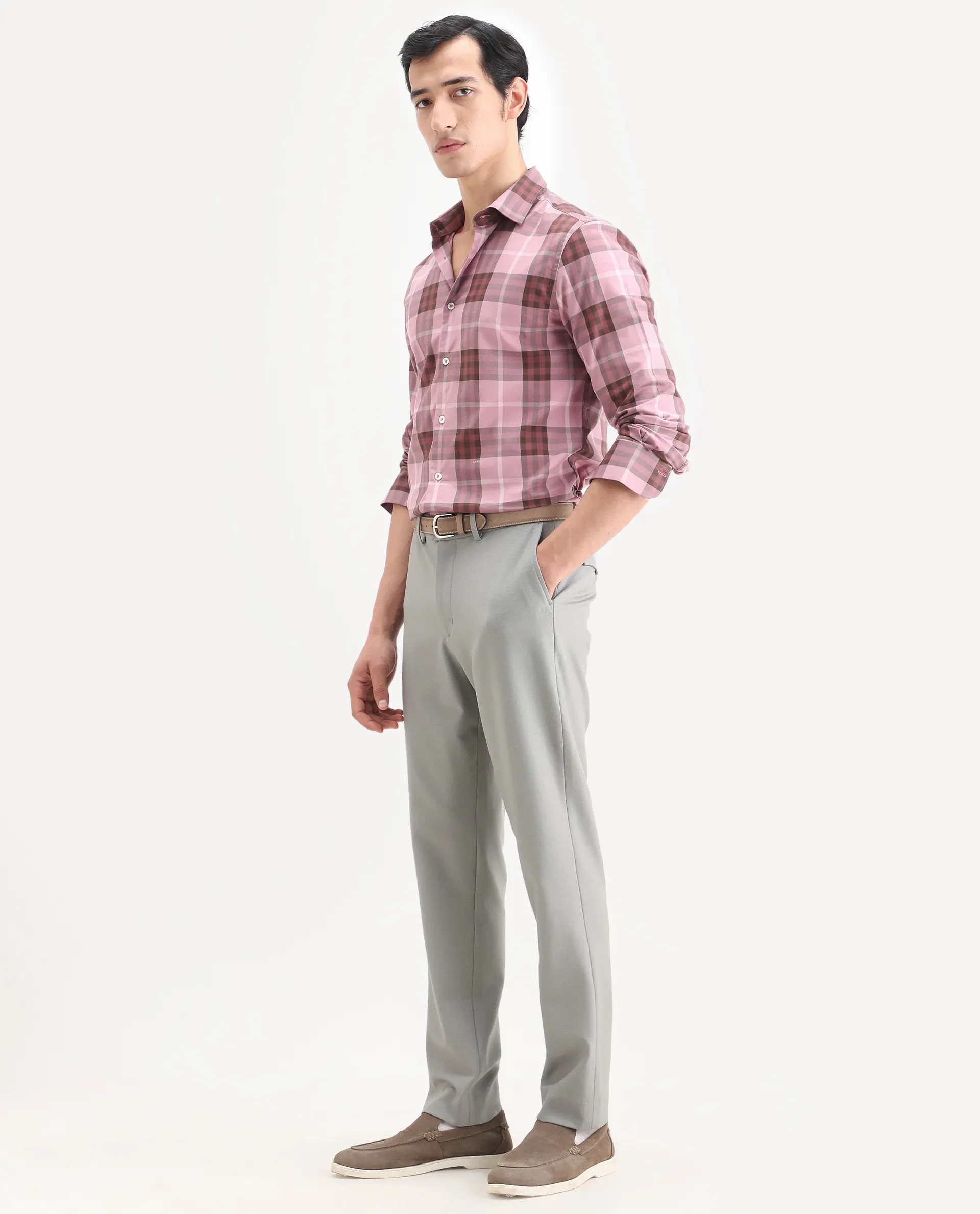 Rare Rabbit Men's Austi-Ss26 Grey Polyester Blend Fabric Regular Fit Plain Trouser - Image 5