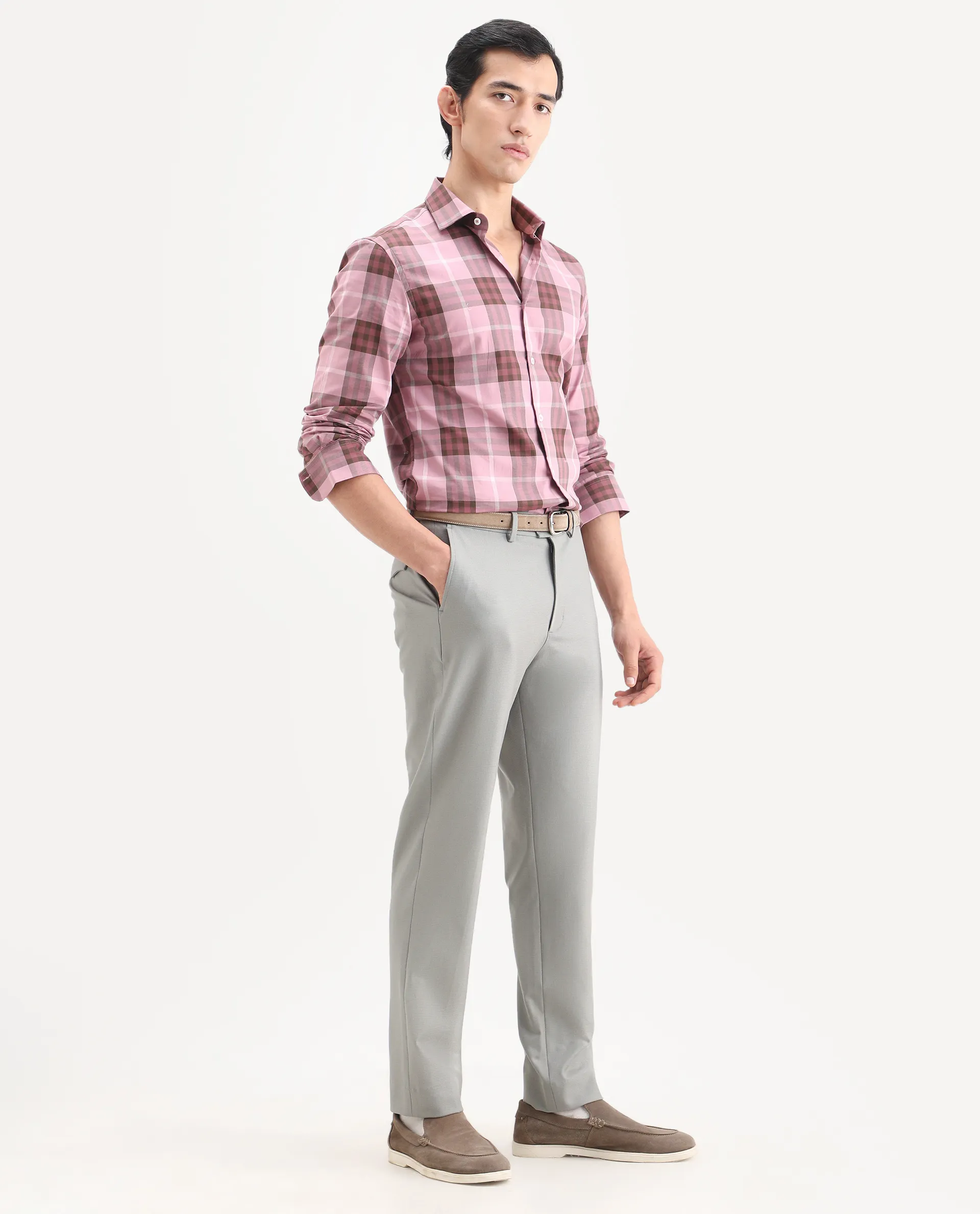 Rare Rabbit Men's Austi-Ss26 Grey Polyester Blend Fabric Regular Fit Plain Trouser - Image 6