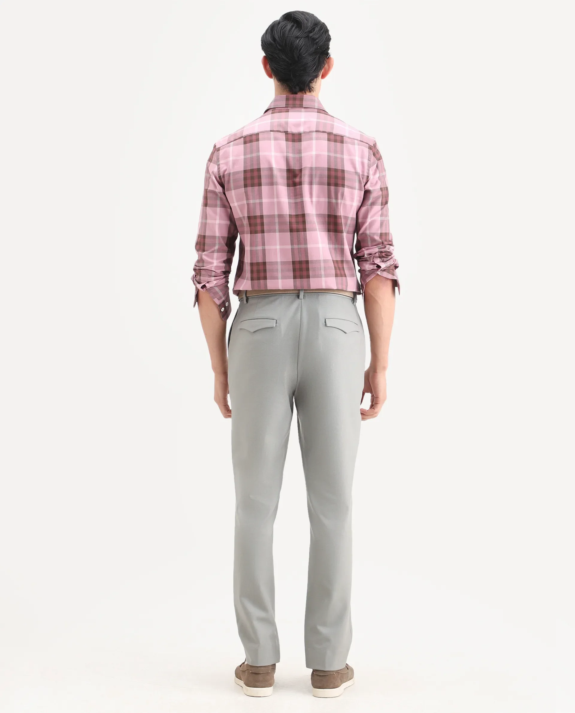 Rare Rabbit Men's Austi-Ss26 Grey Polyester Blend Fabric Regular Fit Plain Trouser - Image 7