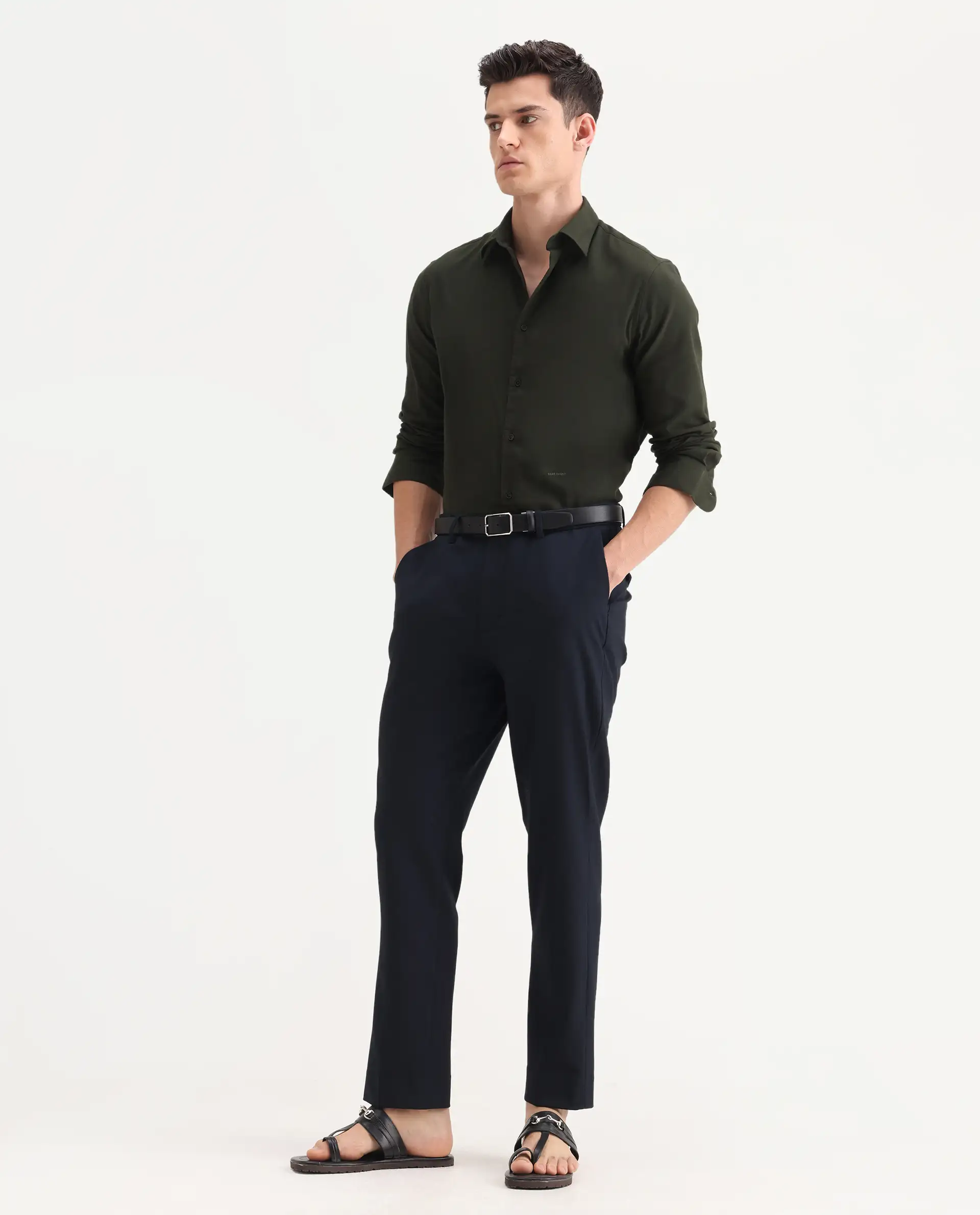 Rare Rabbit Men's Austin Beige Cotton Plain Relaxed Fit Trouser - Image 4